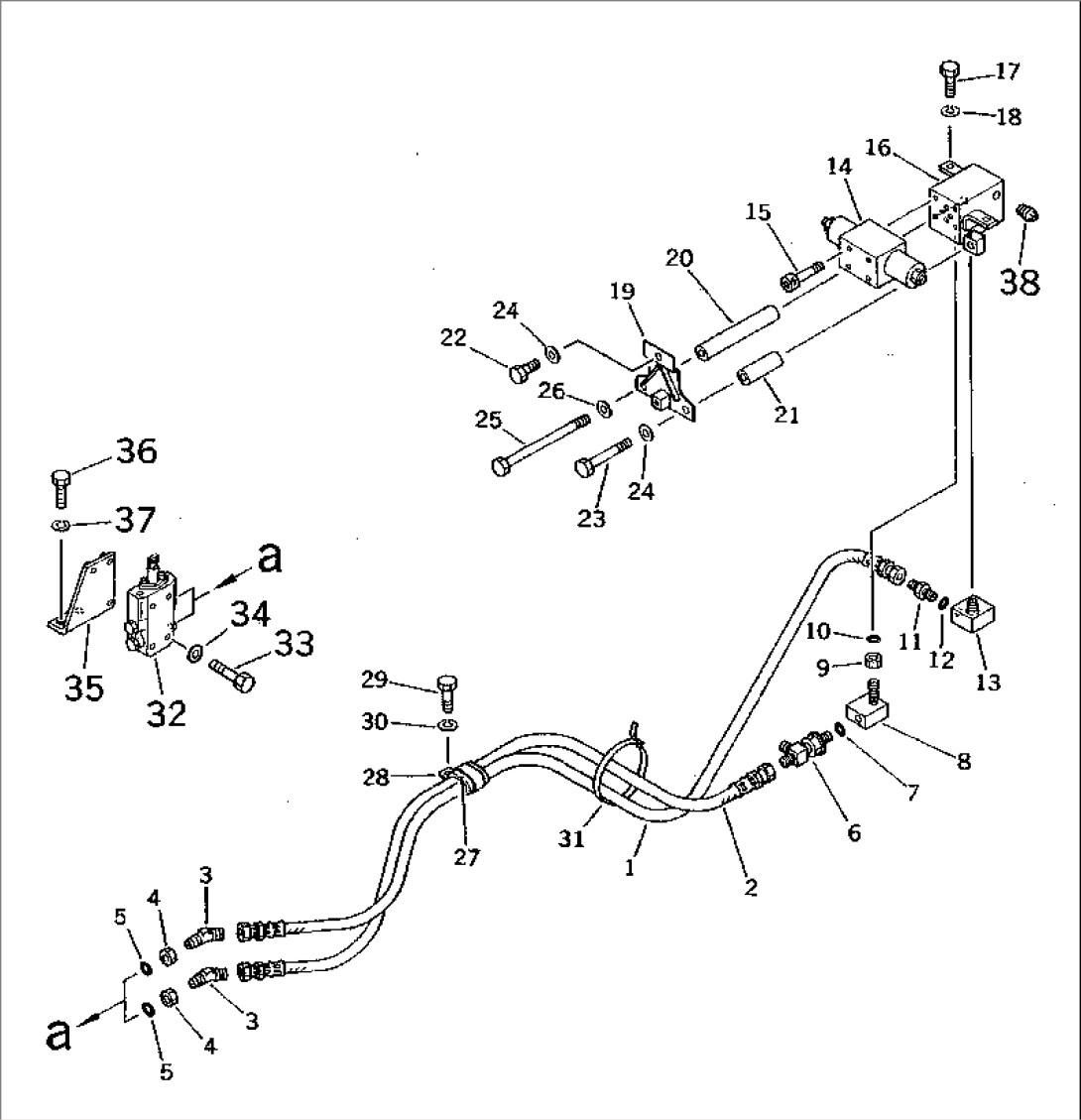 HYDRAULIC PIPING (FOR TRAVEL) (PEDAL TO/FROM SOLENOID VALVE) (WITH OLSS)