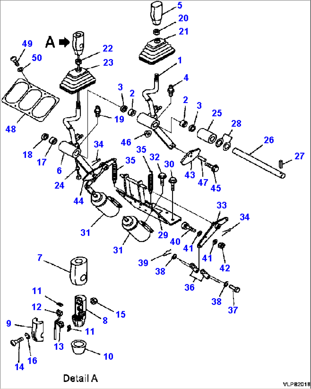 K4500-01A0 LOADER CONTROLS WORK EQUIPMENT CONTROL LEVERS - 2 SPOOL