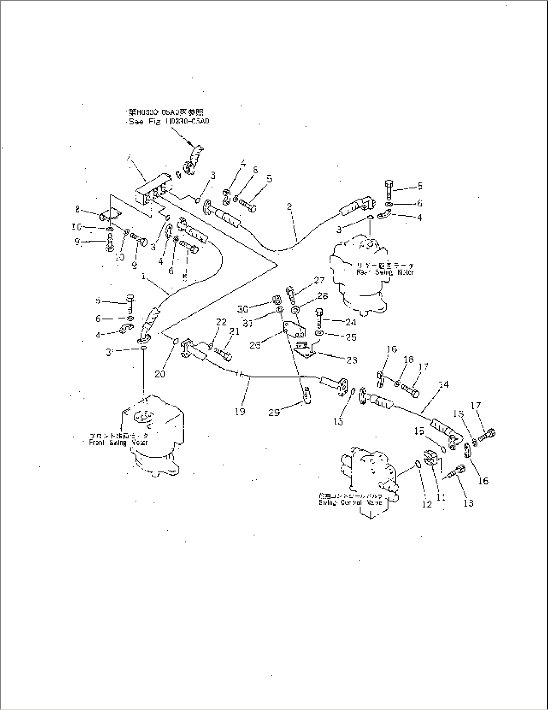 RETURN LINES (SWING LINE) (SWING VALVE¤ MOTOR TO CHECK VALVE)(#10001-11001)