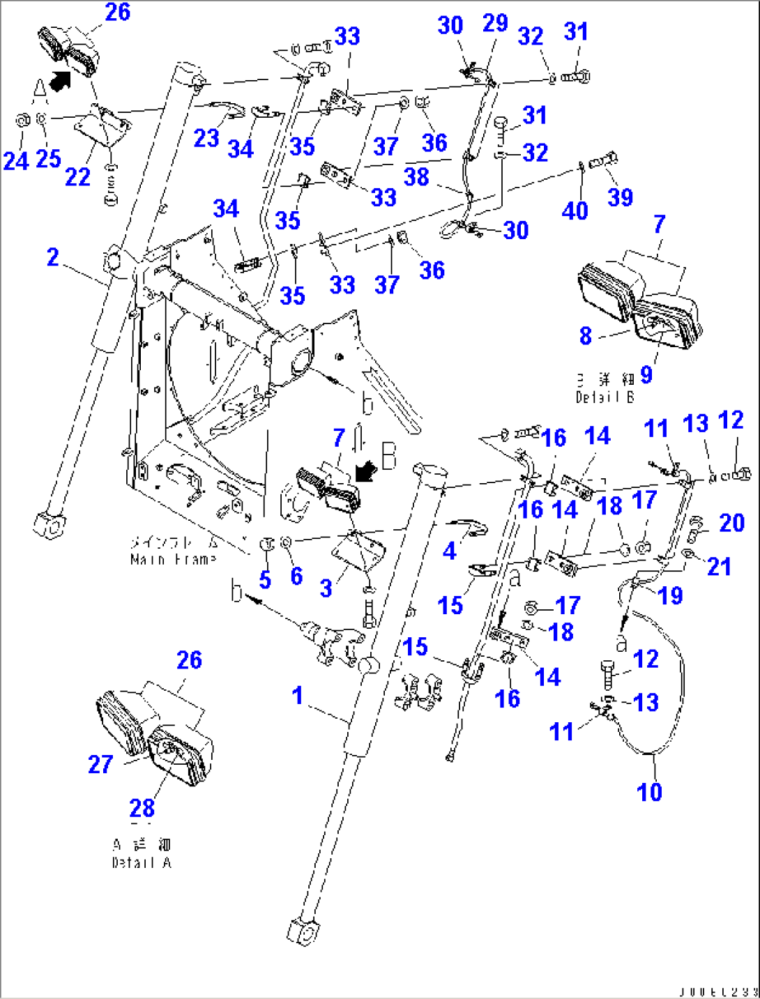 BLADE LIFT CYLINDER AND HEAD LAMP (FOR LANDFILL SPEC.)(#80001-)