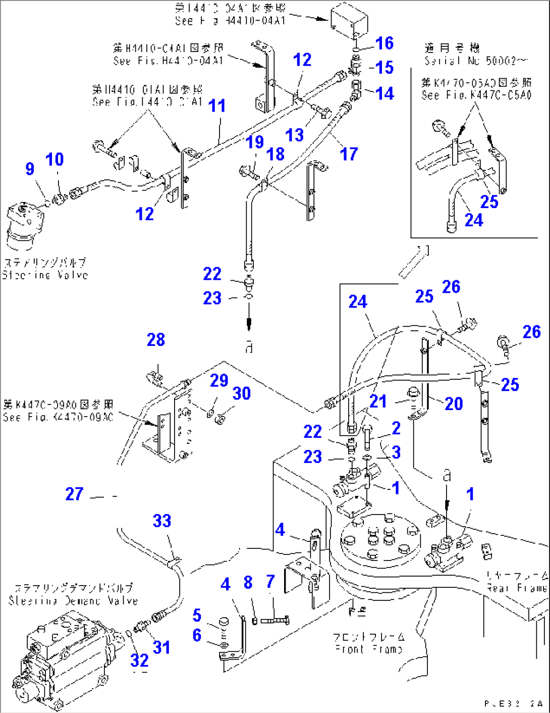 STEERING HYDRAULIC LINE (STEERING VALVE TO STEERING DEMAND VALVE¤1/2) (WITH JOY STICK STEERING)(#50001-51000)