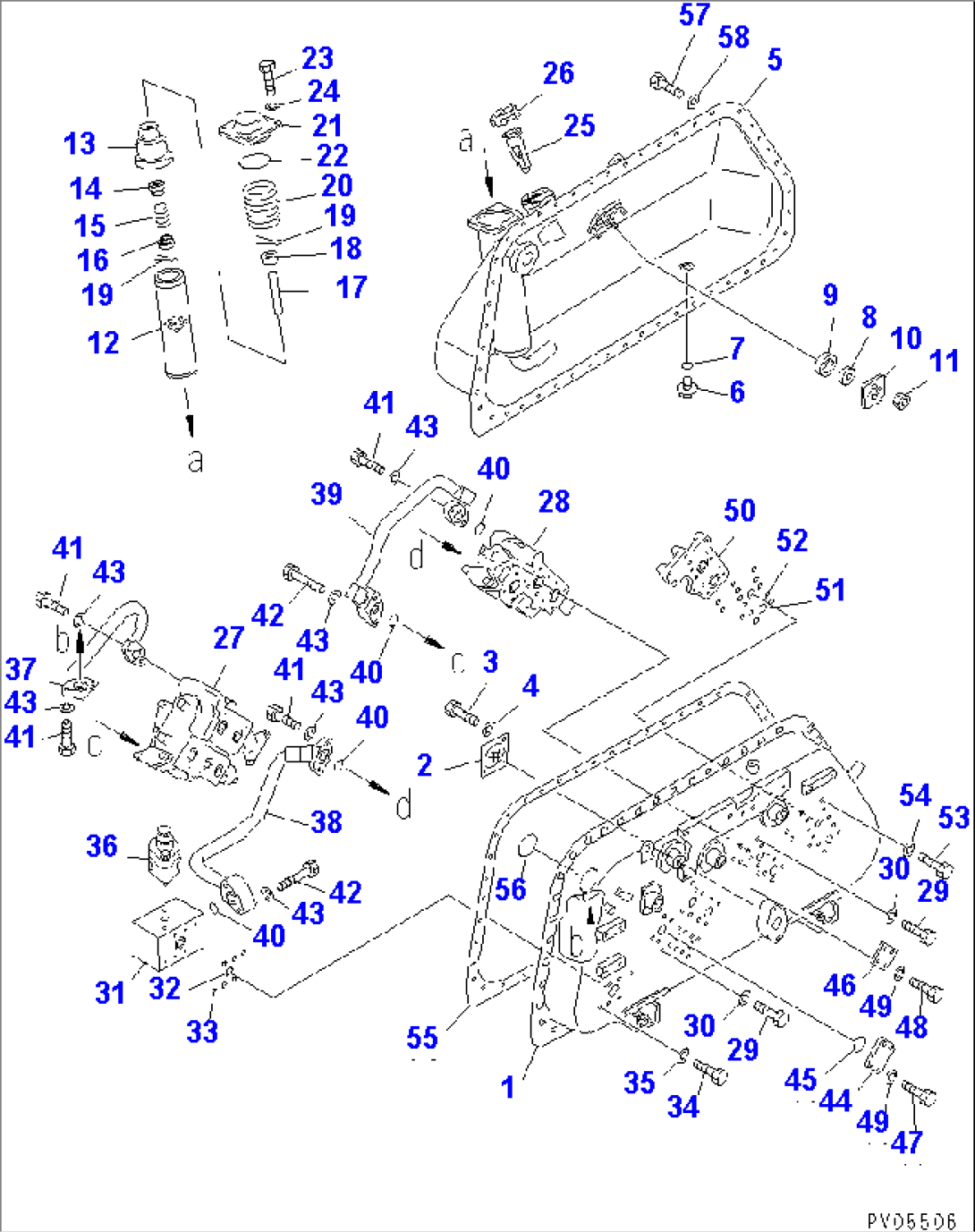HYDRAULIC TANK AND VALVE (1/7) (FOR POWER ANGLE POWER TILT DOZER)(#81261-)