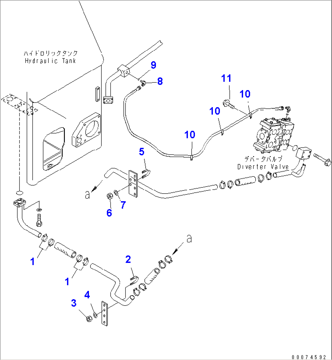 EMERGENCY STEERING PIPING (DRAIN LINE)(#51075-)