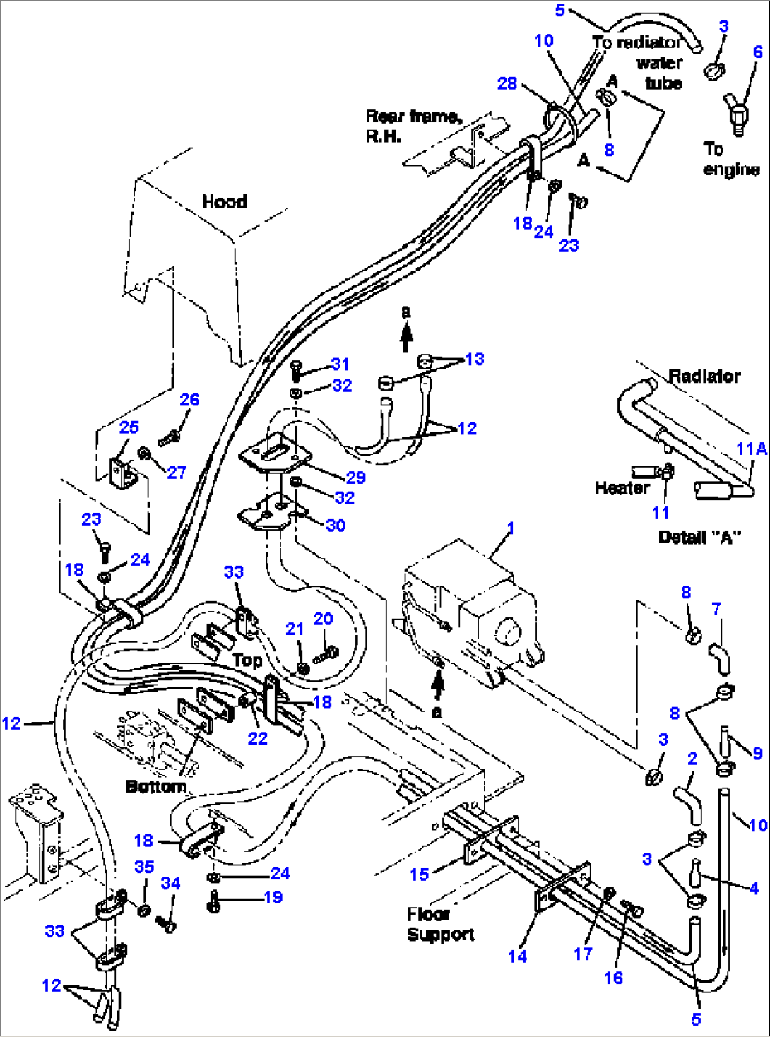 AIR CONDITIONING PIPING AIR CONDITIONER DRAIN AND HEATER LINES - S/N 5001 THRU 5085