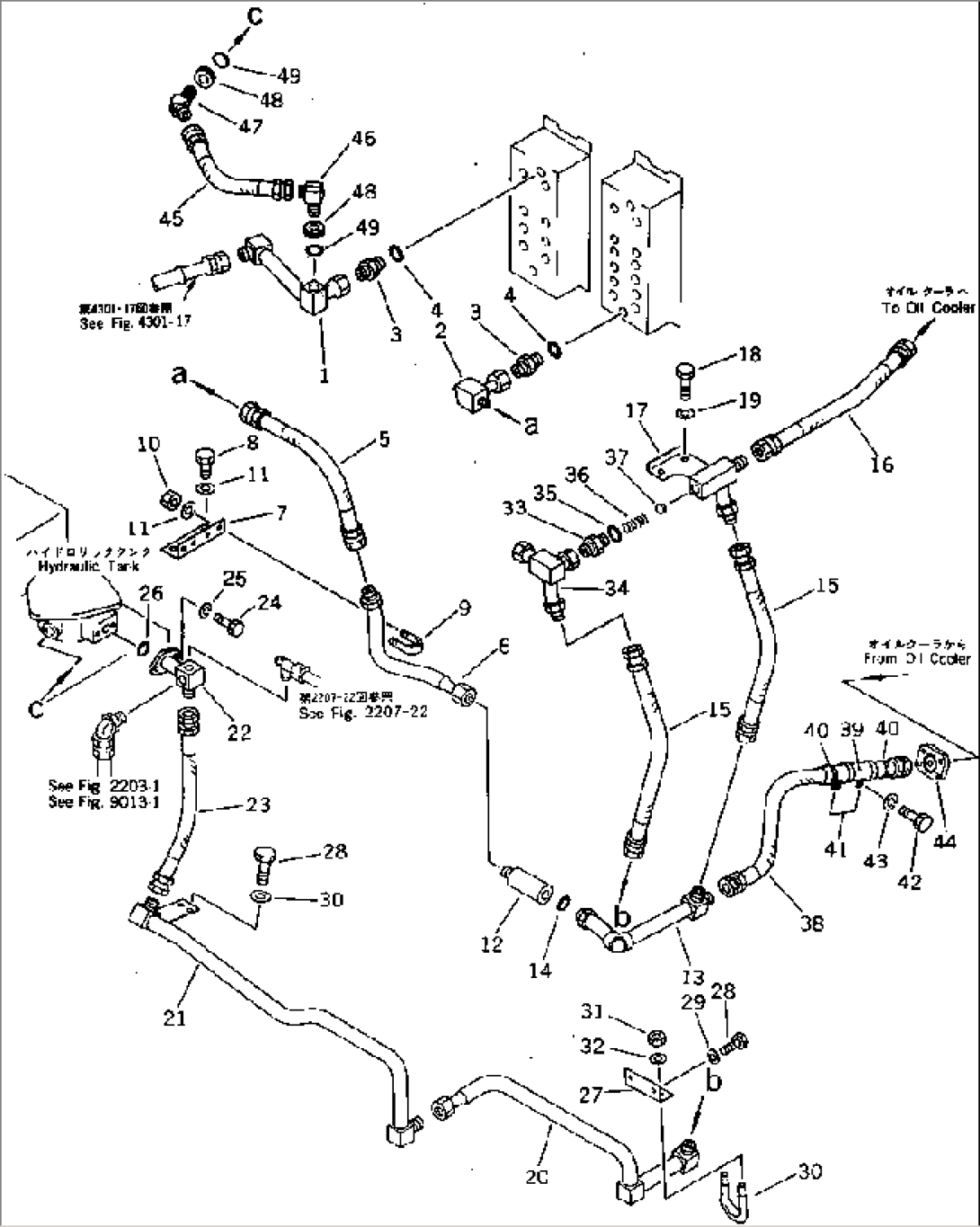 HYDRAULIC PIPING (2/3) (VALVE TO OIL COOLER) (TBG¤ ABE SPEC.)(#1001-1188)