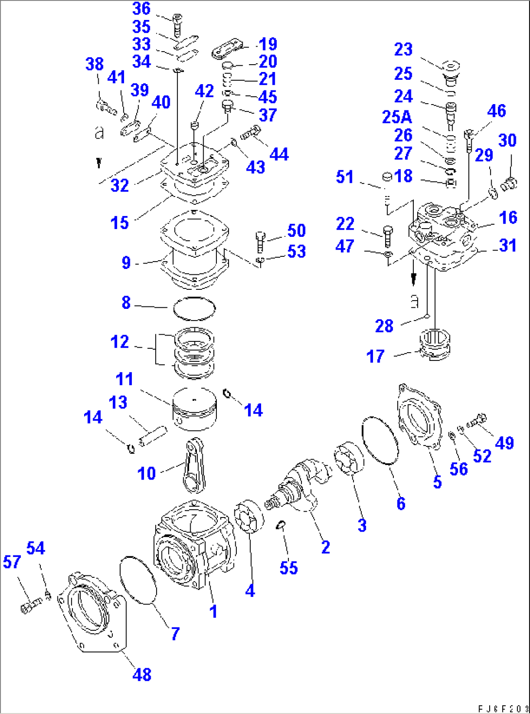 AIR COMPRESSOR (REAR) (INNER PARTS)(#10001-13302)