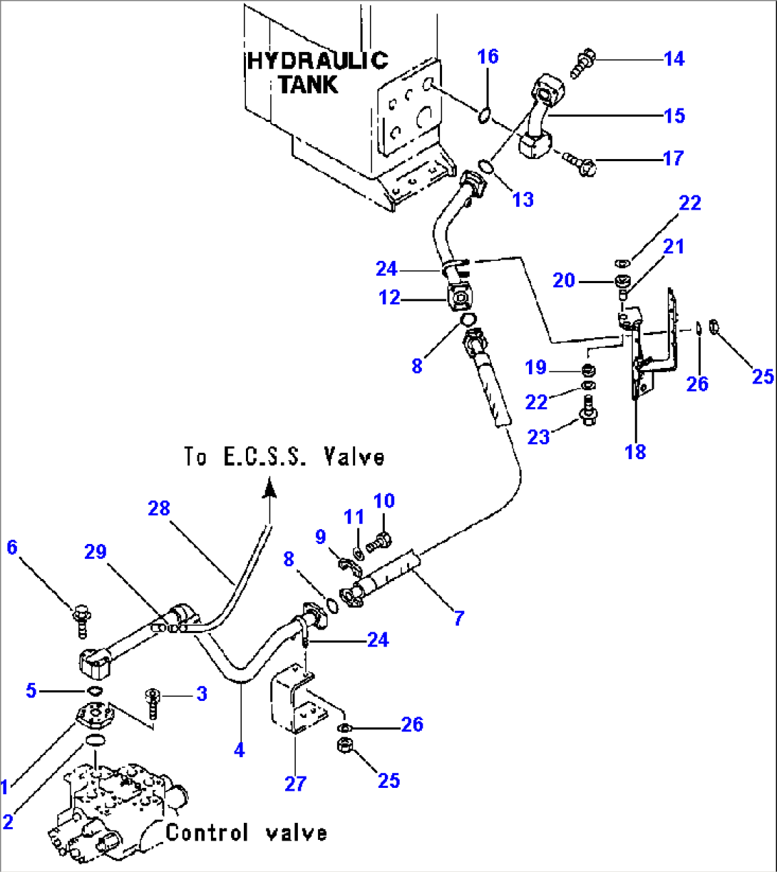 HYDRAULIC PIPING CONTROL VALVE TO HYDRAULIC TANK