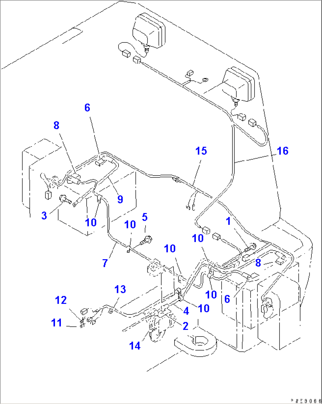 WIRING HARNESS (BATTERY CABLE AND REAR LAMP LINE)(#10001-11122)