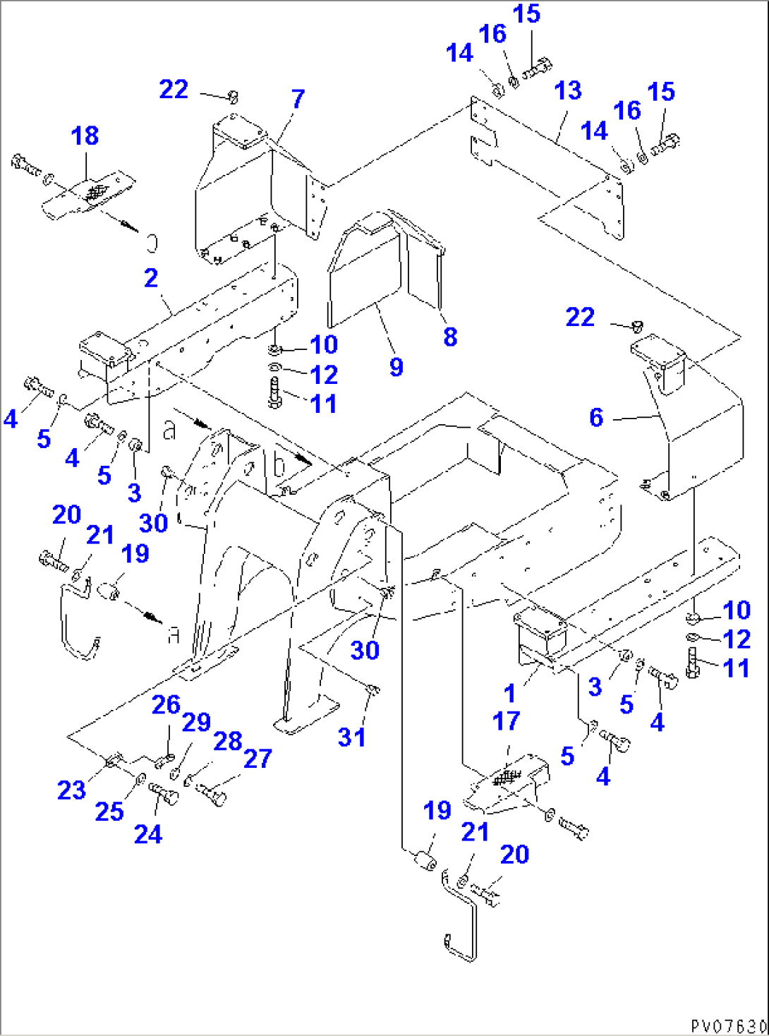 ROPS CAB AND ROPS CANOPY BRACKET (NOISE SUPPRESSION FOR EC) (TBG SPEC.)