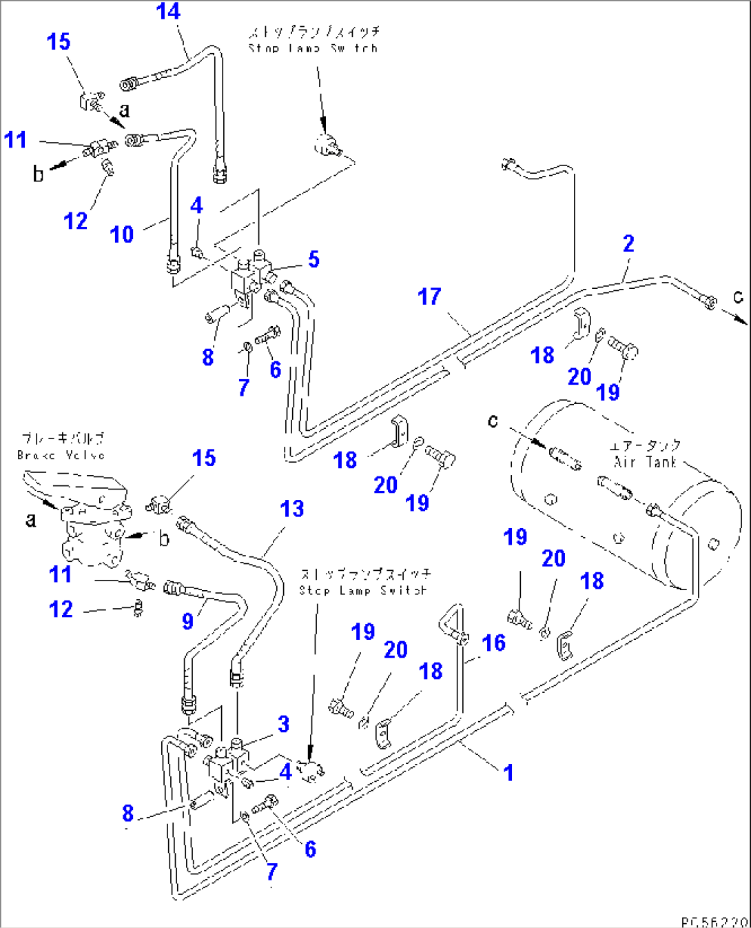 BRAKE PIPING (3/4) (AIR TANK TO BRAKE VALVE)(#1521-1700)