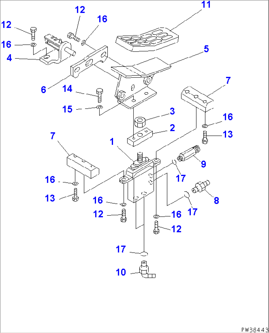 FLOOR FRAME (ATTACHMENT CONTROL PEDAL) (1 ACTUATOR)(#33001-)