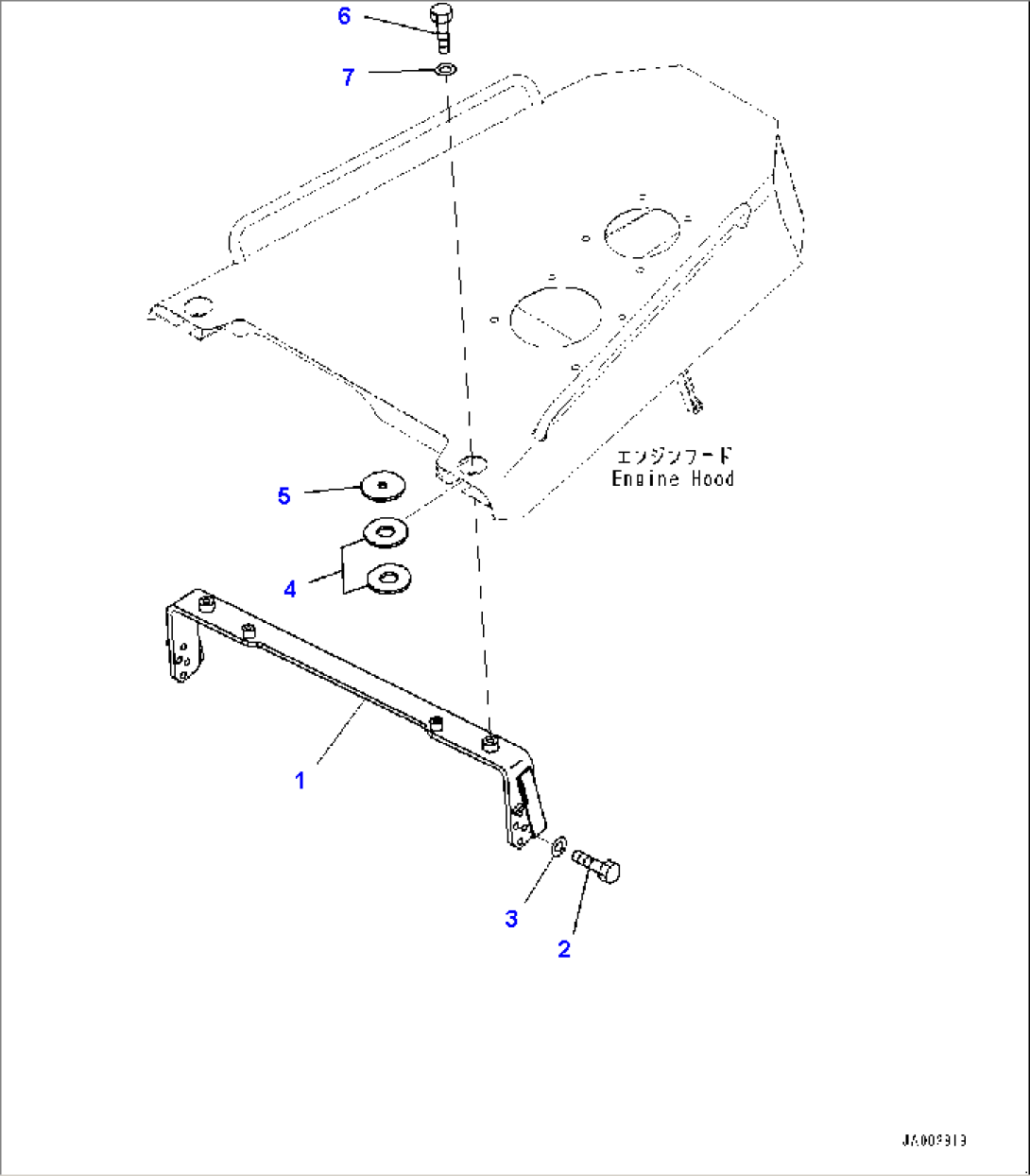 Front Guard Group, Hood Support, Front Side (#80001-)