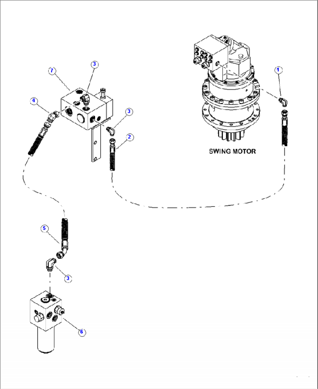 N0215-01A0 SWING MOTOR AND RELIEF VALVE MANIFOLD RETURN OIL LINES