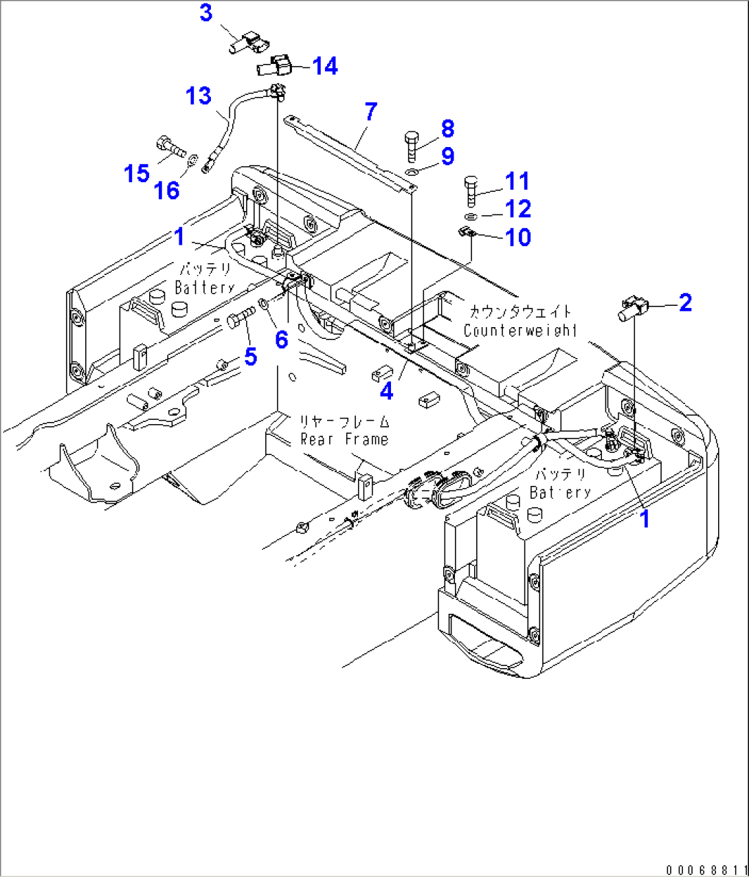 REAR HARNESS (BATTERY CABLE)(#70001-)
