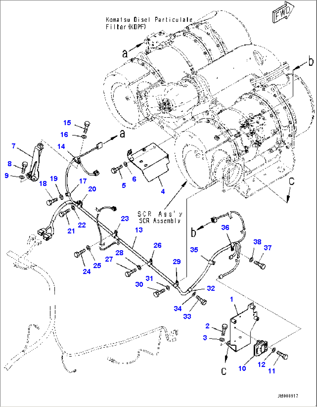 Exhaust, Komatsu Diesel Particulate Filter (KDPF) and SCR Assembly Wiring Harness (#50001-)