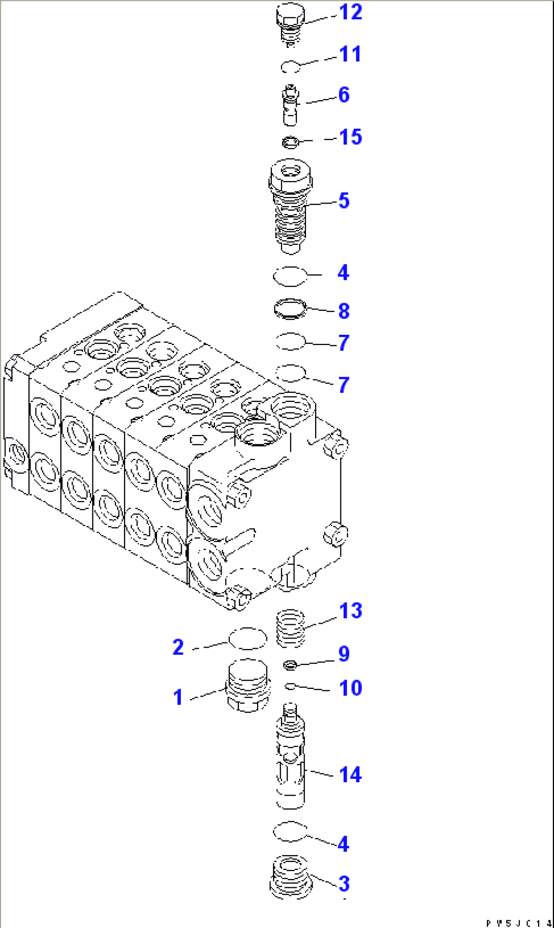 CONTROL VALVE (5-SPOOL) (4/6) (L.H.) (FOR JOY STICK LEVER)