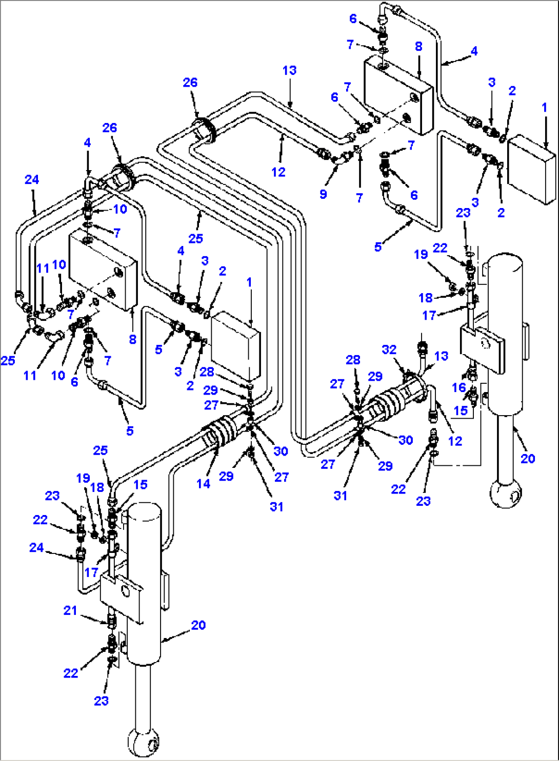 DRAWBAR LIFT ACTUATOR LINES R.H. BIASED BLADE SUSPENSION