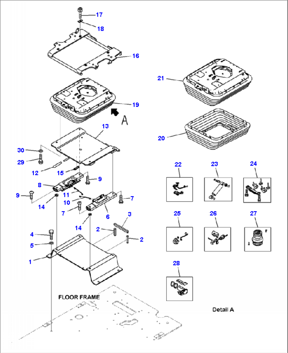 K1110-001031 OPERATOR SEAT BASE FRAME MOUNT AND ENGINE STOP SWITCH