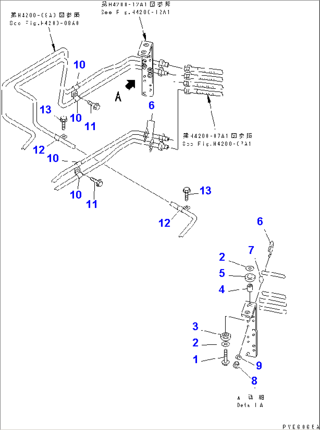 HYDRAULIC PIPING (P.P.C. VALVE LINE AND PILOT LINE MOUNTING) (WITH 3-SPOOL VALVE)