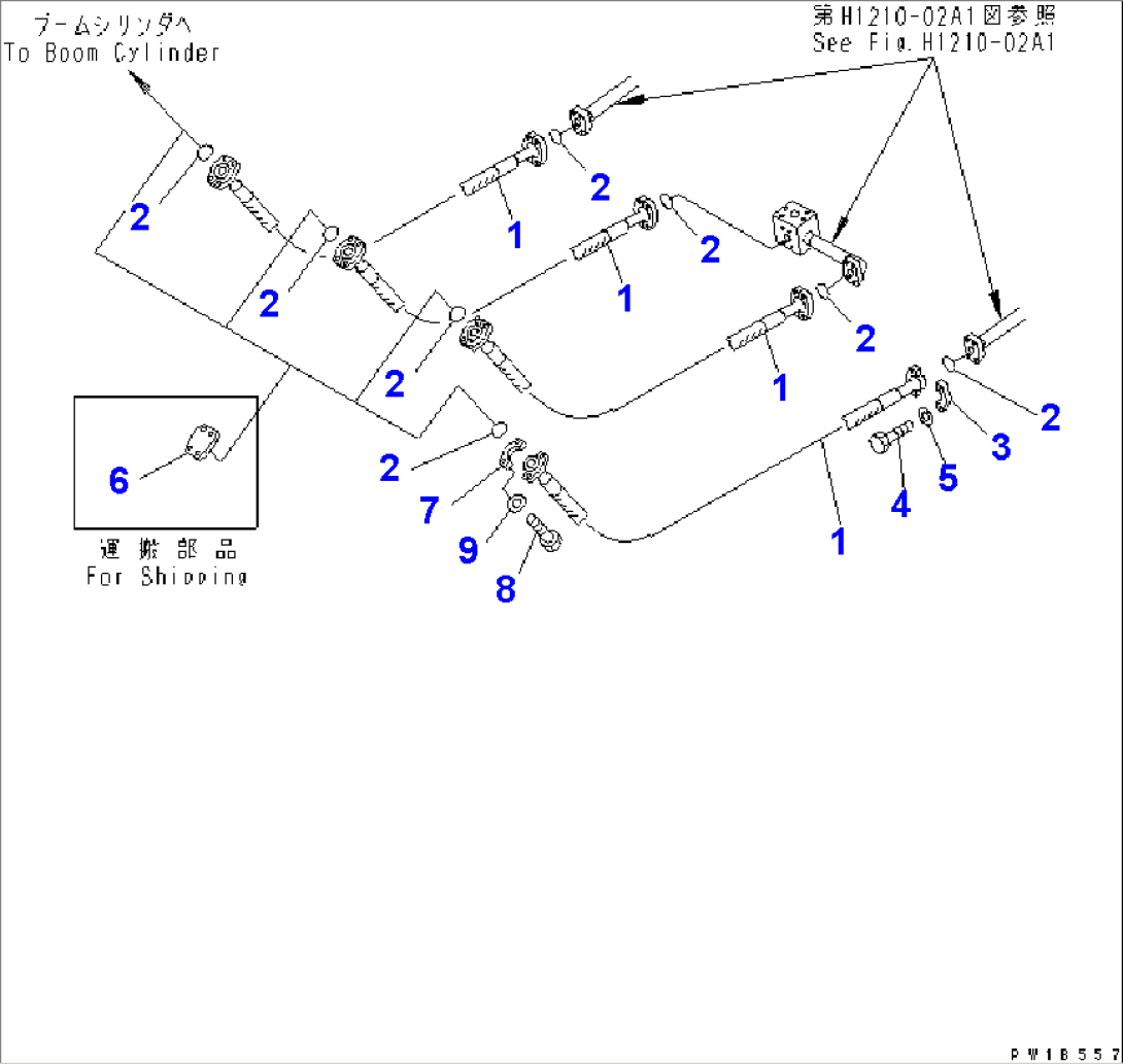B00M CYLINDER PIPING (FOR BACKHOE)(#11001-)