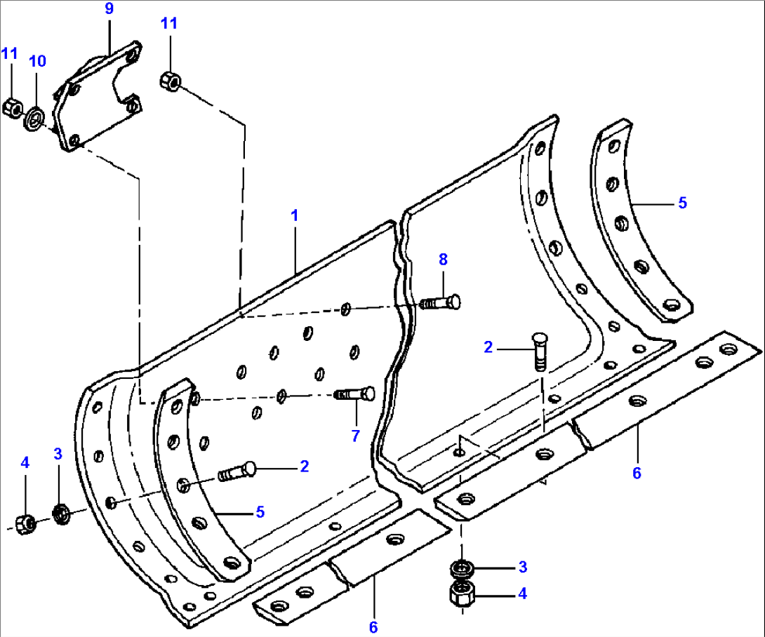 FIG. T5500-01A0A 1 INCH MOLDBOARD - 14 FT. WITH MOVEABLE CYLINDER MOUNT