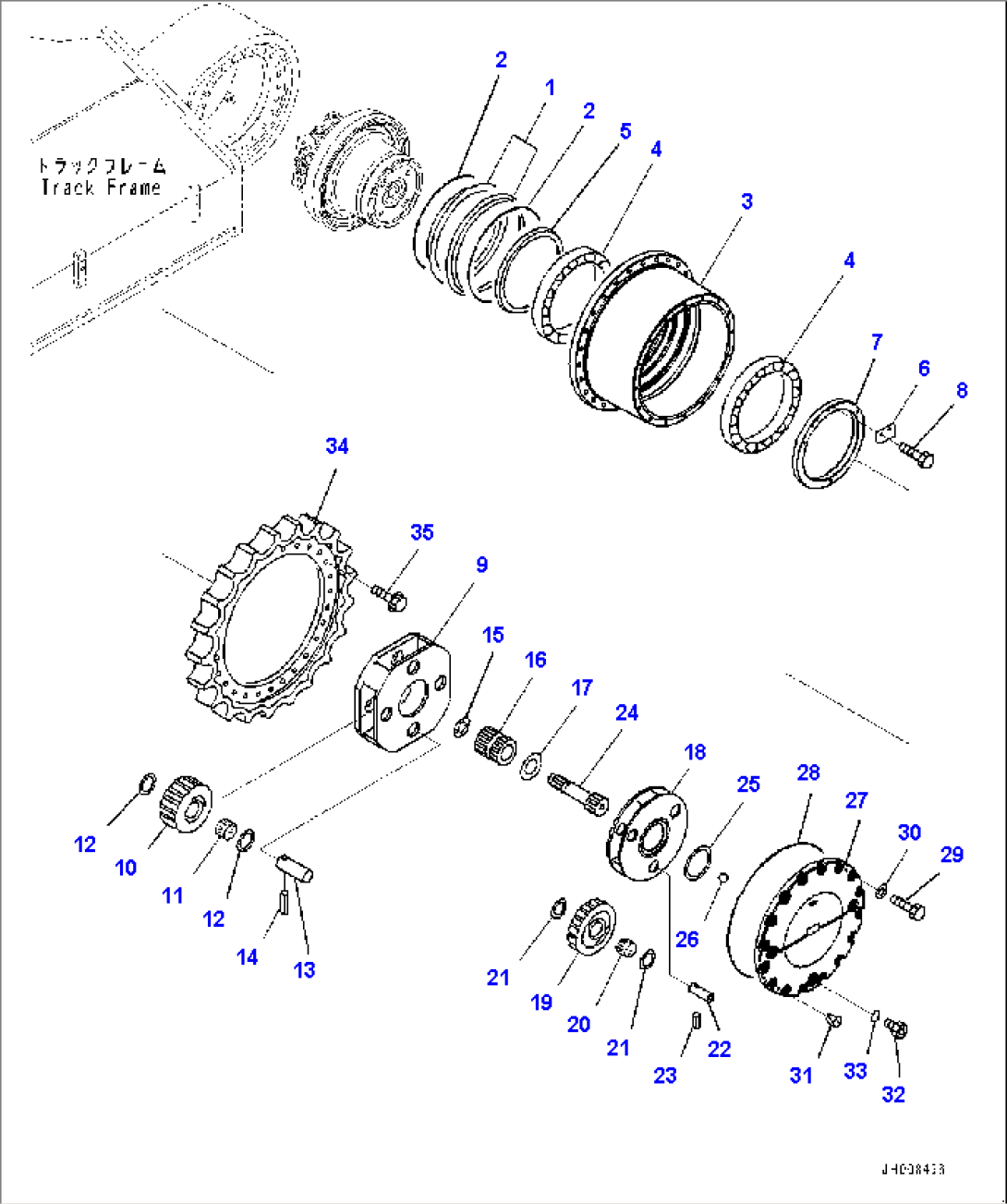 Travel Motor and Final Drive, 1st and 2nd Carrier, L.H. (#75979-)