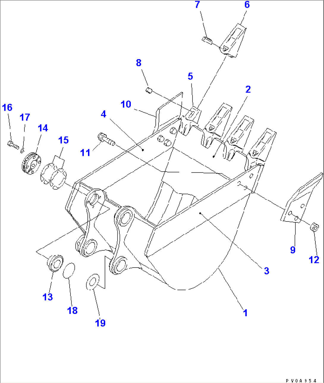 BUCKET¤ 0.25M3 WIDTH 750MM (VERTICAL PIN TYPE)
