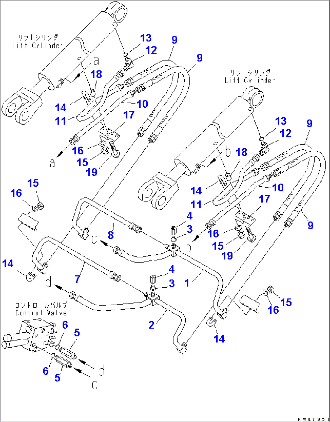 HYDRAULIC PIPING (LIFT CYLINDER LINE)(#50001-)