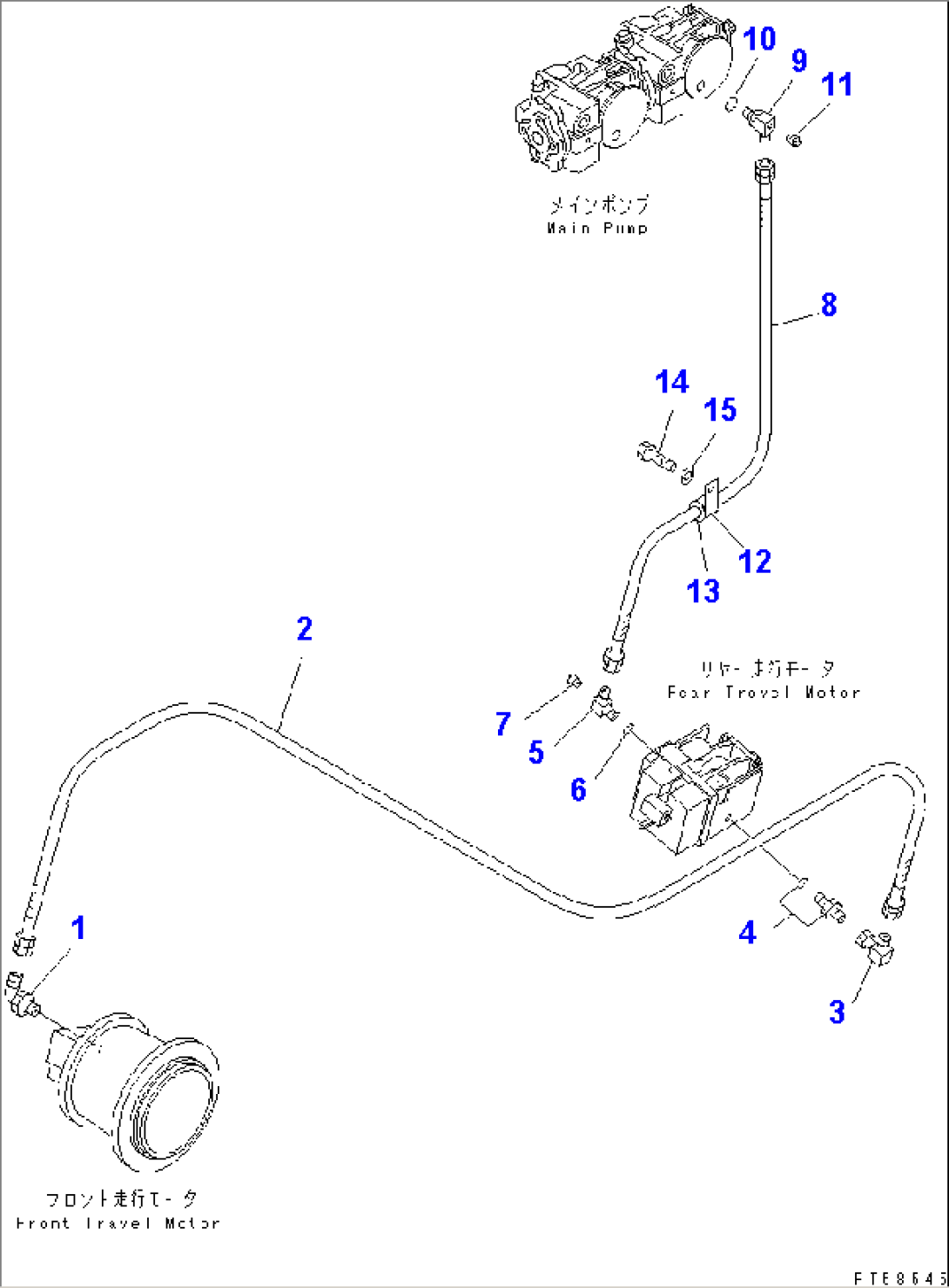 HYDRAULIC PIPING (TRAVEL DRAIN LINE)