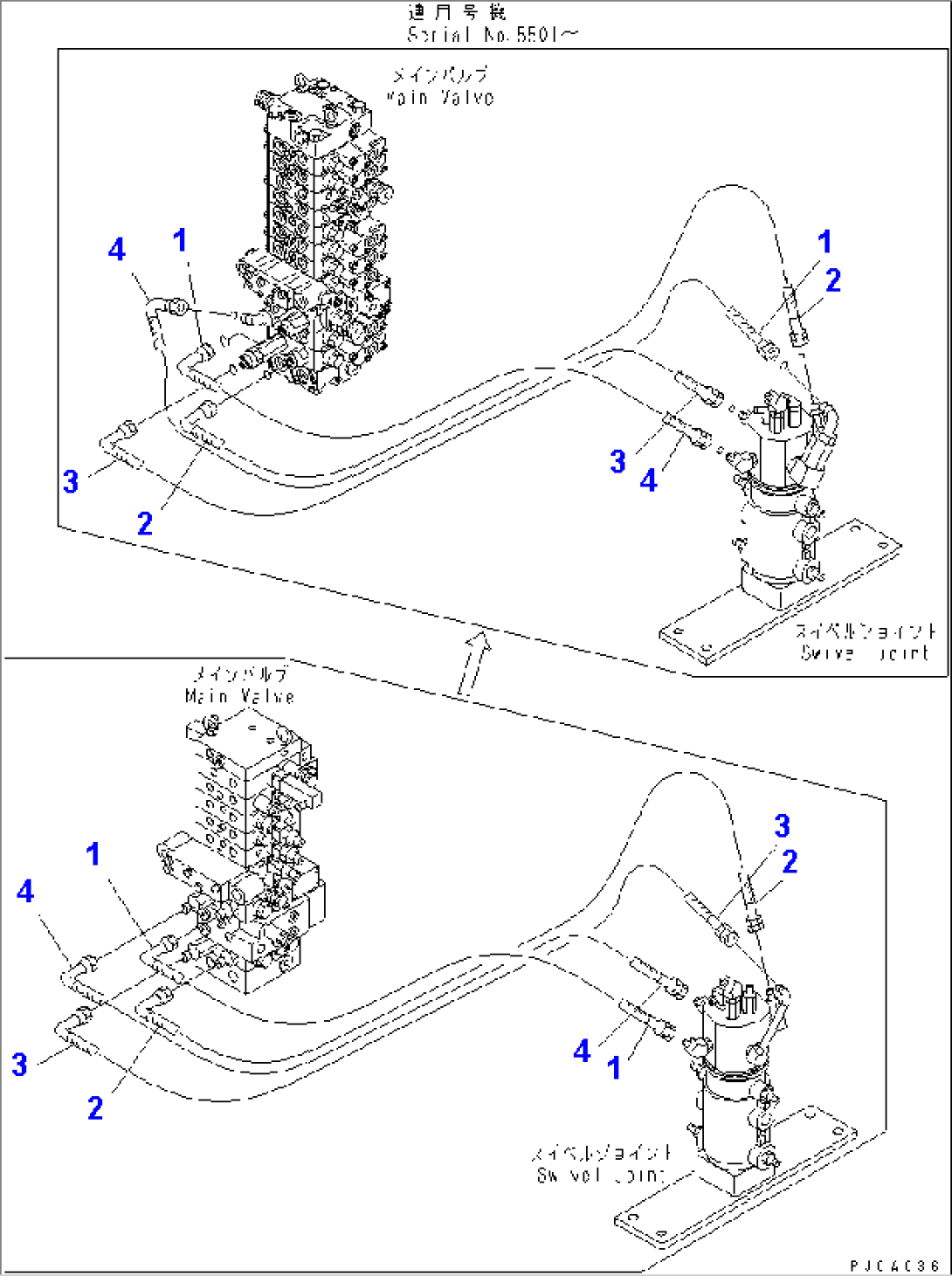 ACTUATER LINE (MAIN LINE 1/3) (FOR POWER ANGLE POWER TILT)