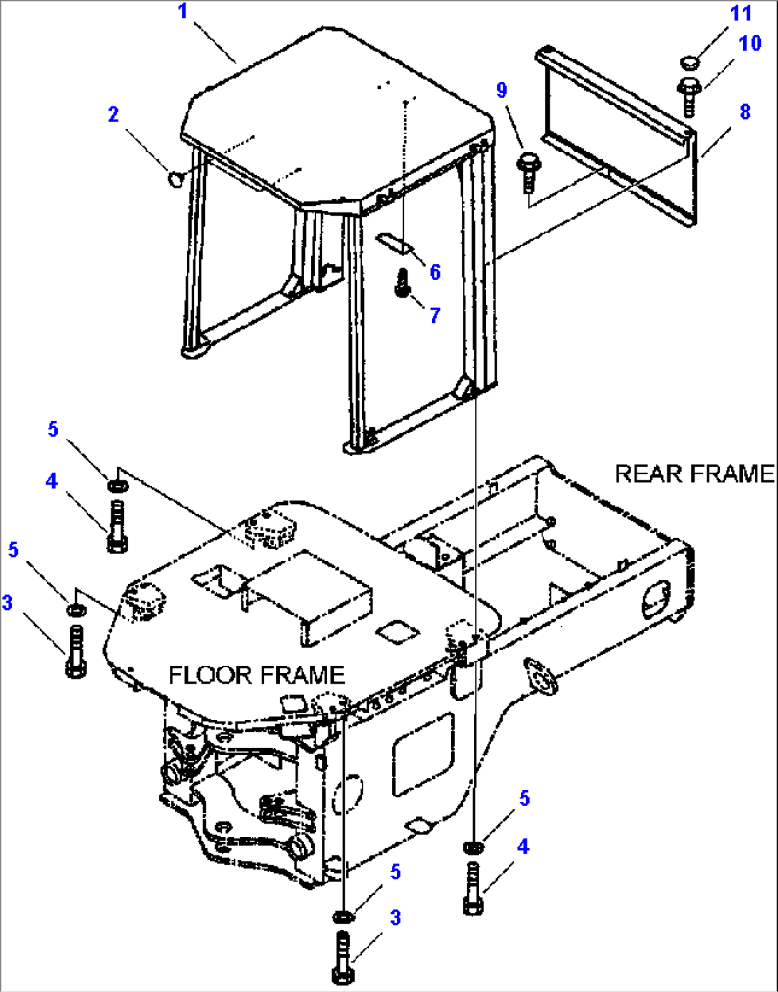 FIG. K0410-01A0 ROPS CANOPY - ASSEMBLY AND MOUNTING