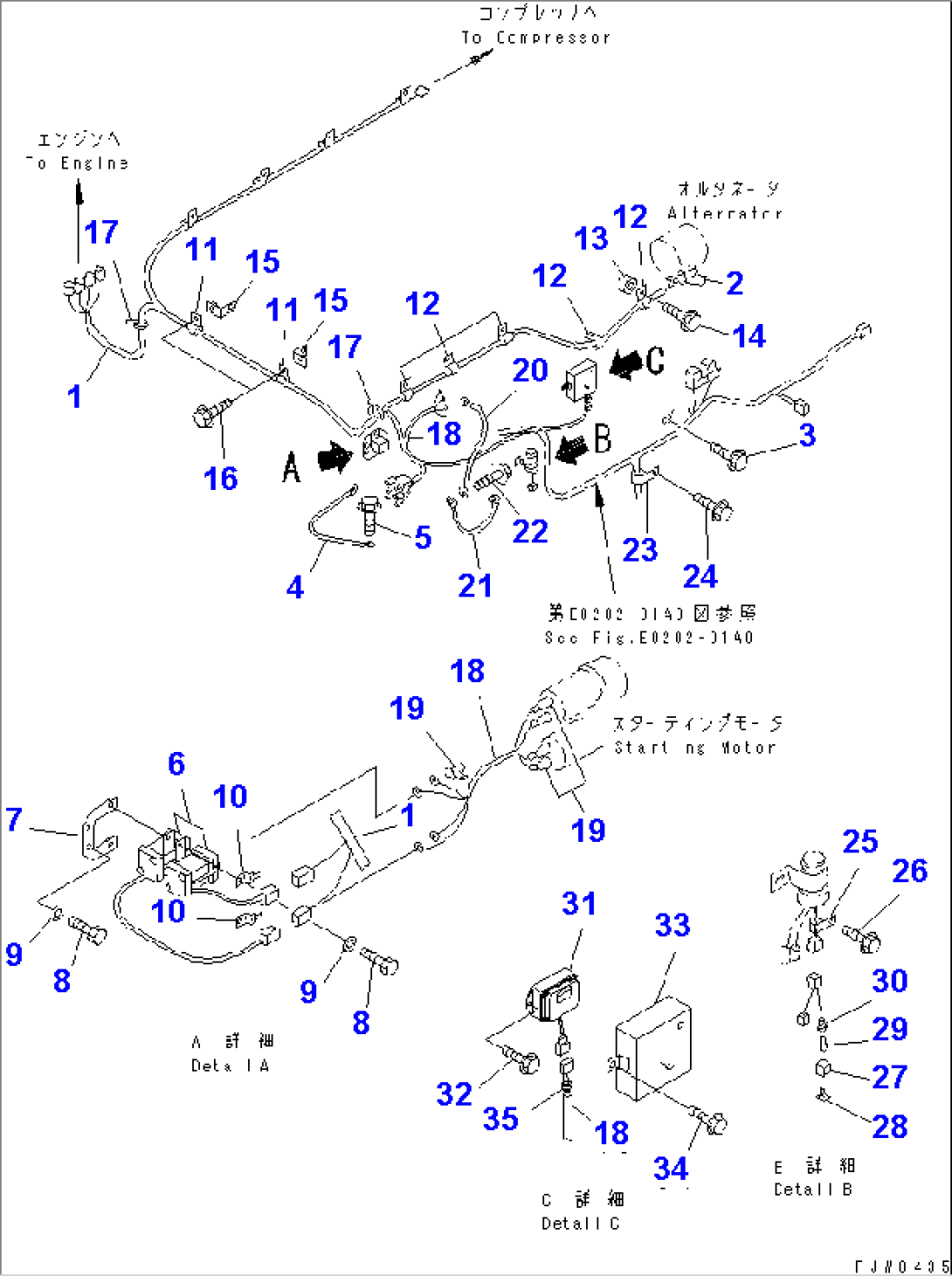 REAR HARNESS (ENGINE LINE)(#50001-50012)