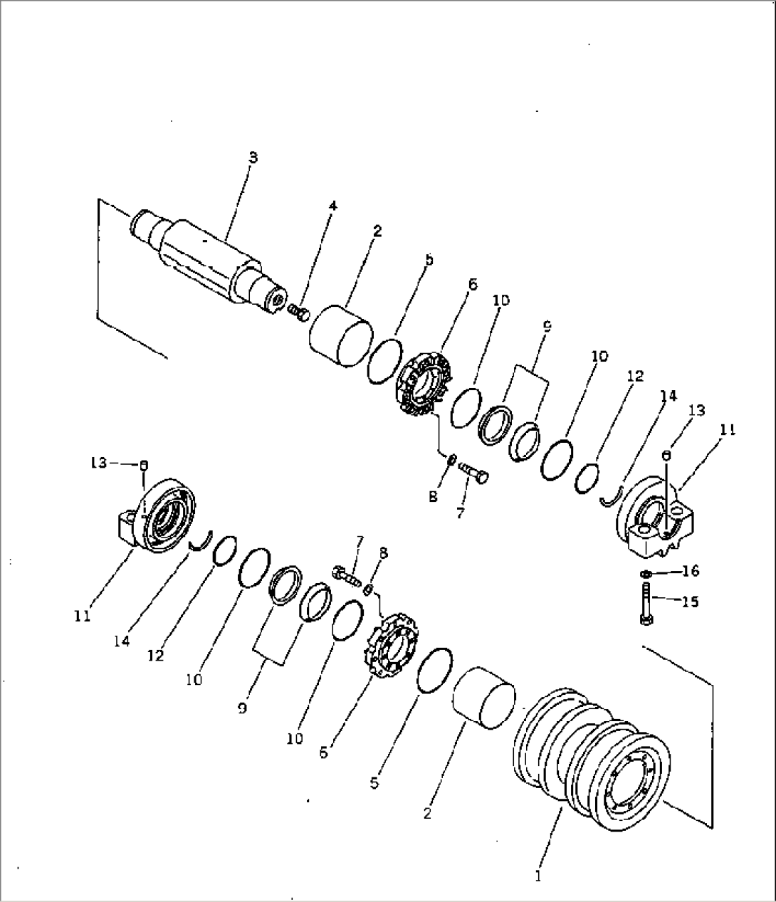TRACK ROLLER (DOUBLE FLANGE) (SUPER DOZER)(#10012-)
