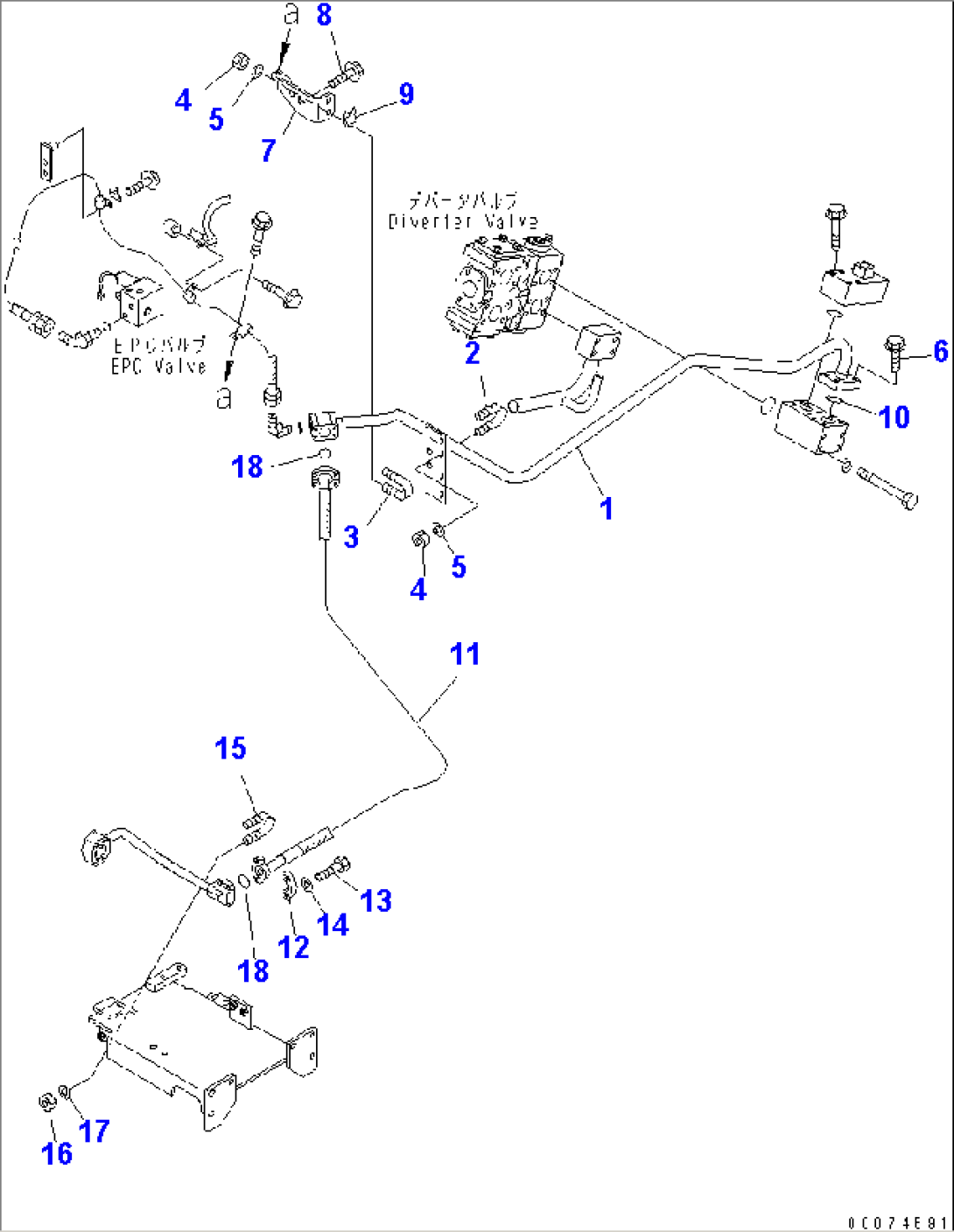 EMERGENCY STEERING PIPING (PILOT LINE) (WITH ADVANCED JOY STICK STEERING)(#51075-)