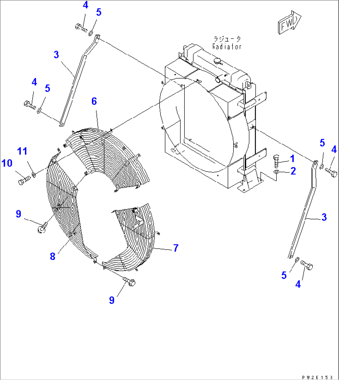 RADIATOR MOUNTING AND FAN GUARD(#11518-)