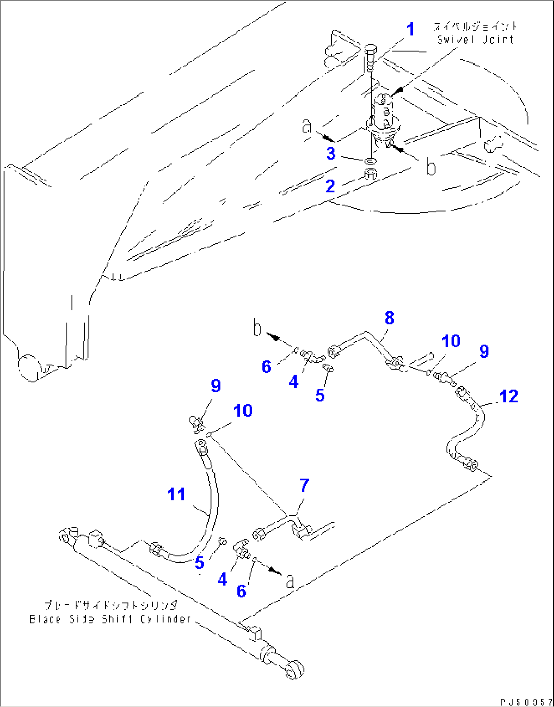 HYDRAULIC PIPING (BLADE SIDE SHIFT CYLINDER LINE) (WITH POWER TILT) (2/2)(#5001-5999)