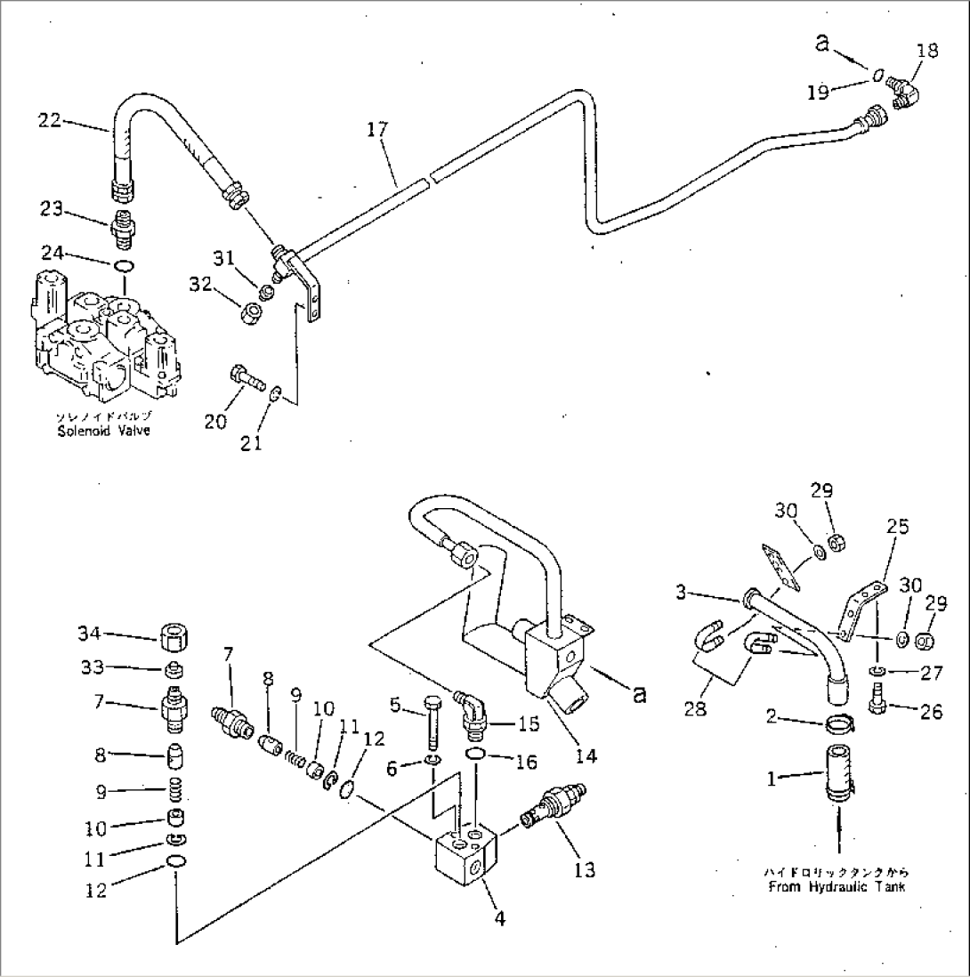 HYDRAULIC PIPING (TANK TO SOLENOID VALVE) (EXCEPT JAPAN)