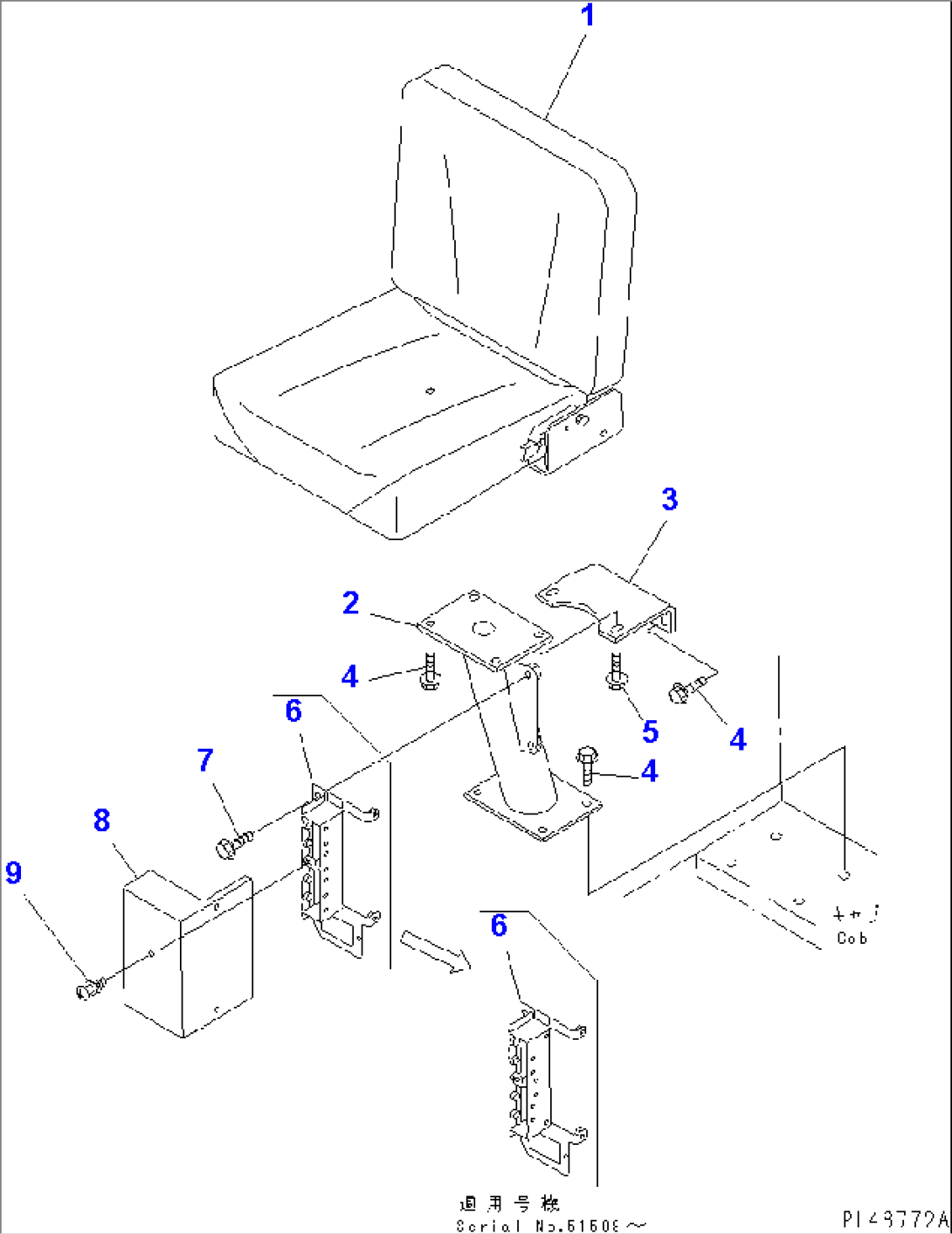 AUXILIARY SEAT (WITH 2-PERSONS CAB)(#50001-)