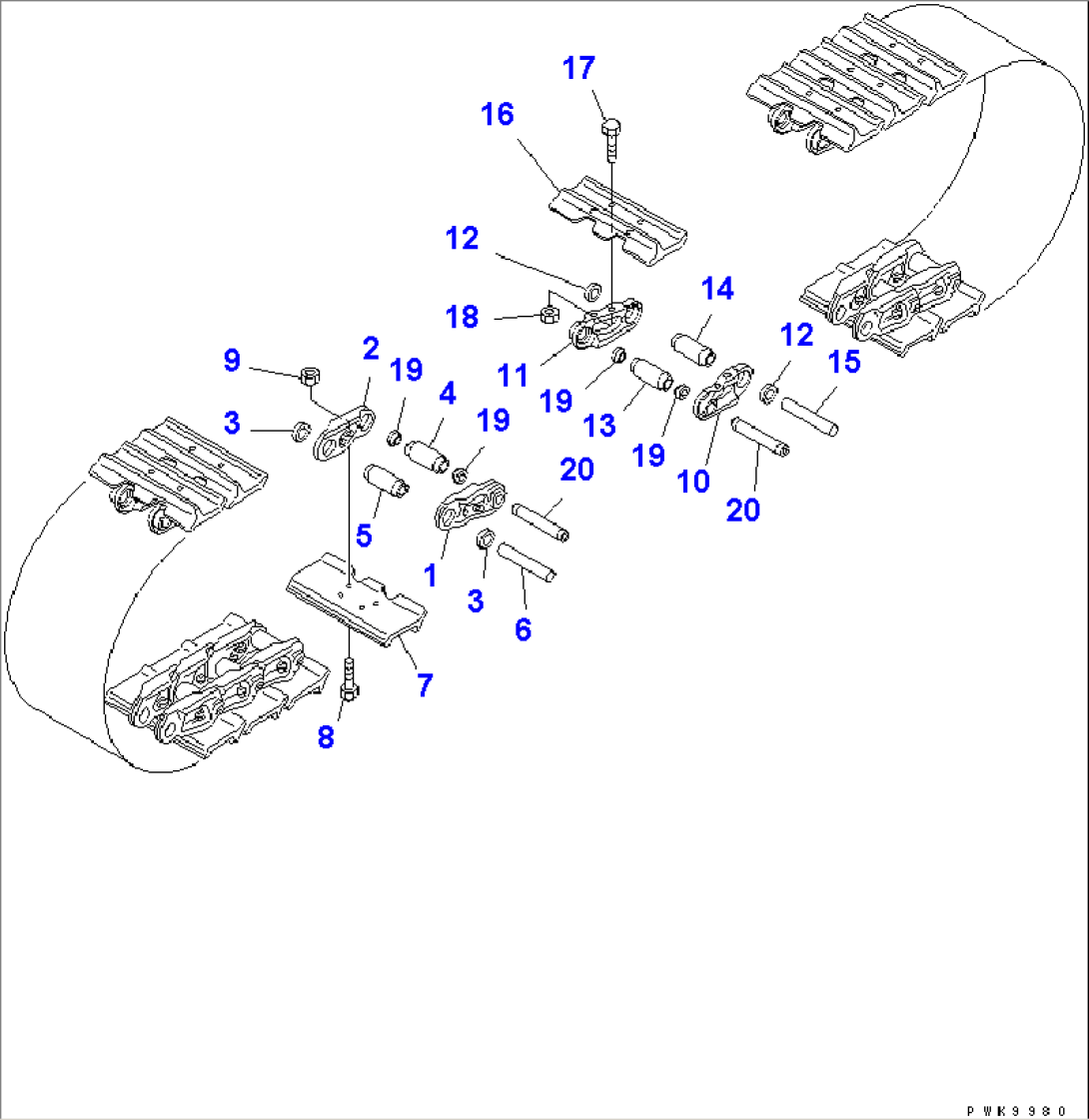 TRACK SHOE (MASTER PIN TYPE) (SINGLE GROUSER) (610MM WIDE)(#60942-65000)