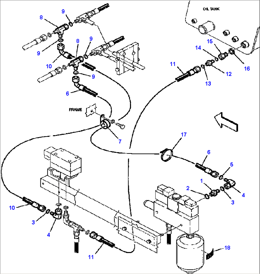 FIG. H6910-01A0 HYDRAULIC PIPING - RIDE CONTROL VALVE TO TANK