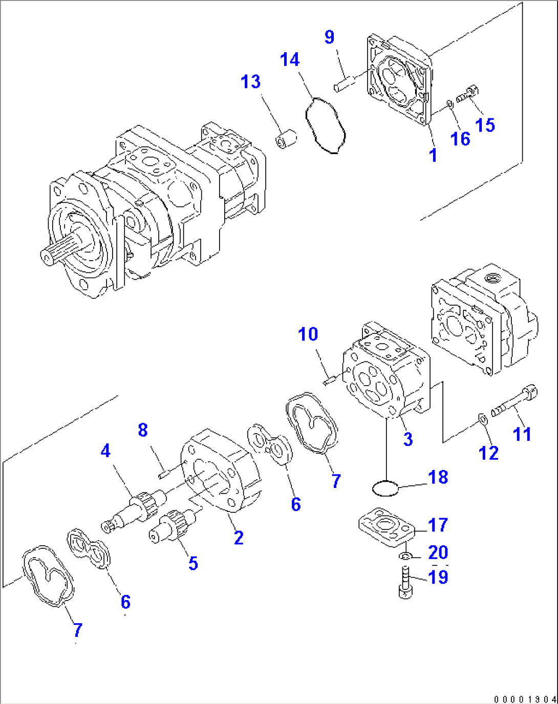 HYDRAULIC PUMP (3/4)(#75001-)