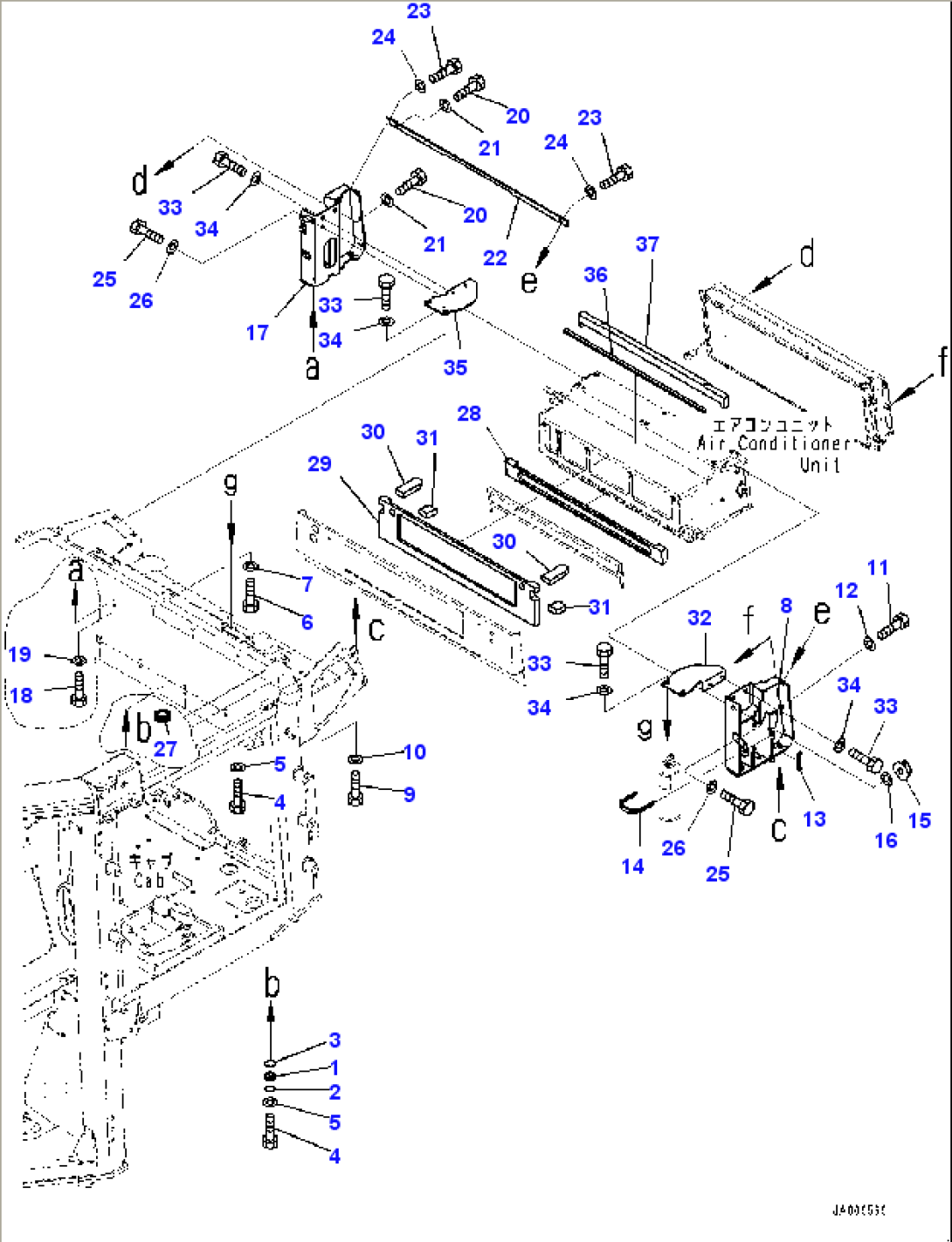 Cab, Air Conditioner Unit Mounting (#10001-)