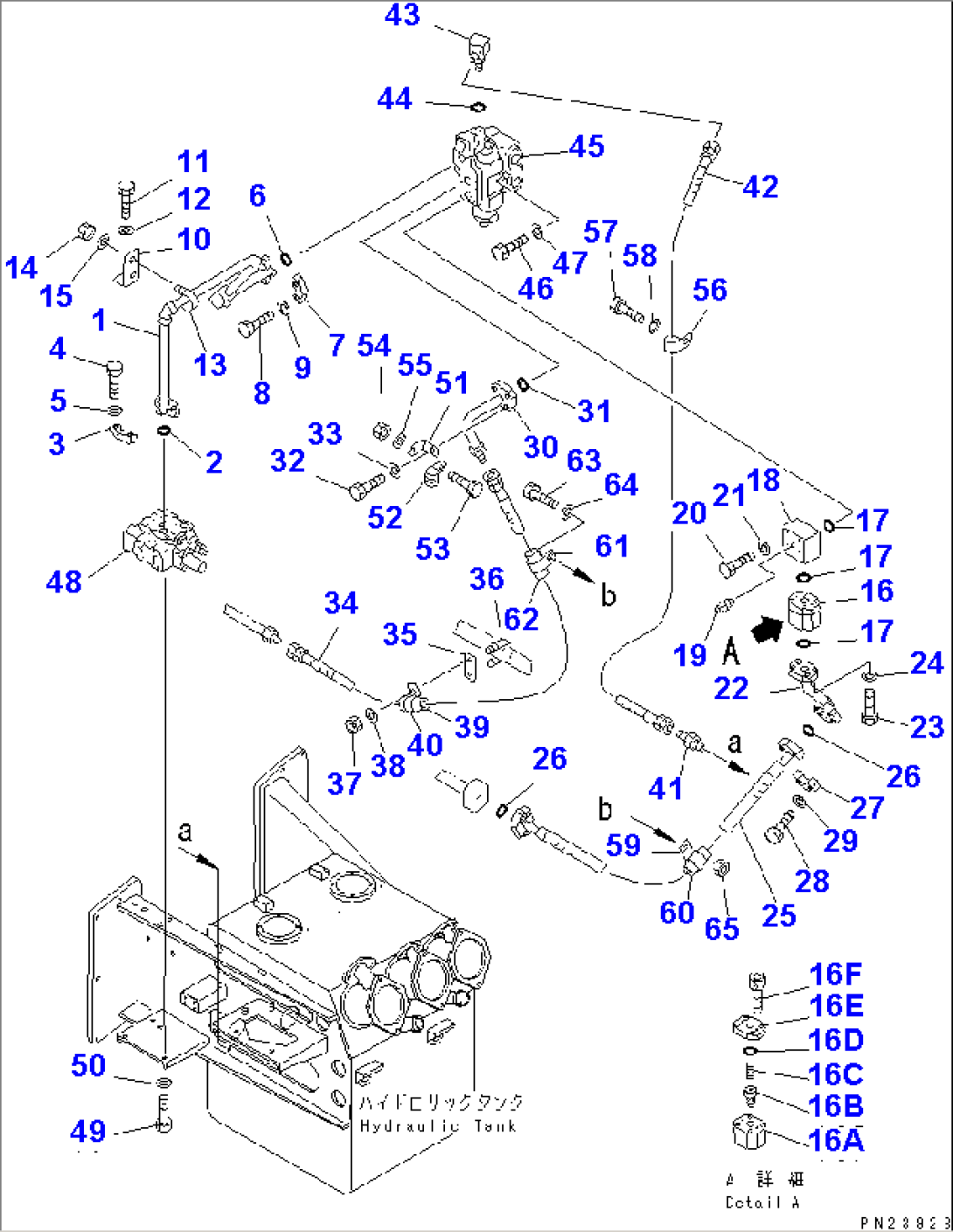 HYDRAULIC PIPING (4/5) (HOIST VALVE TO HYDRAULIC TANK)