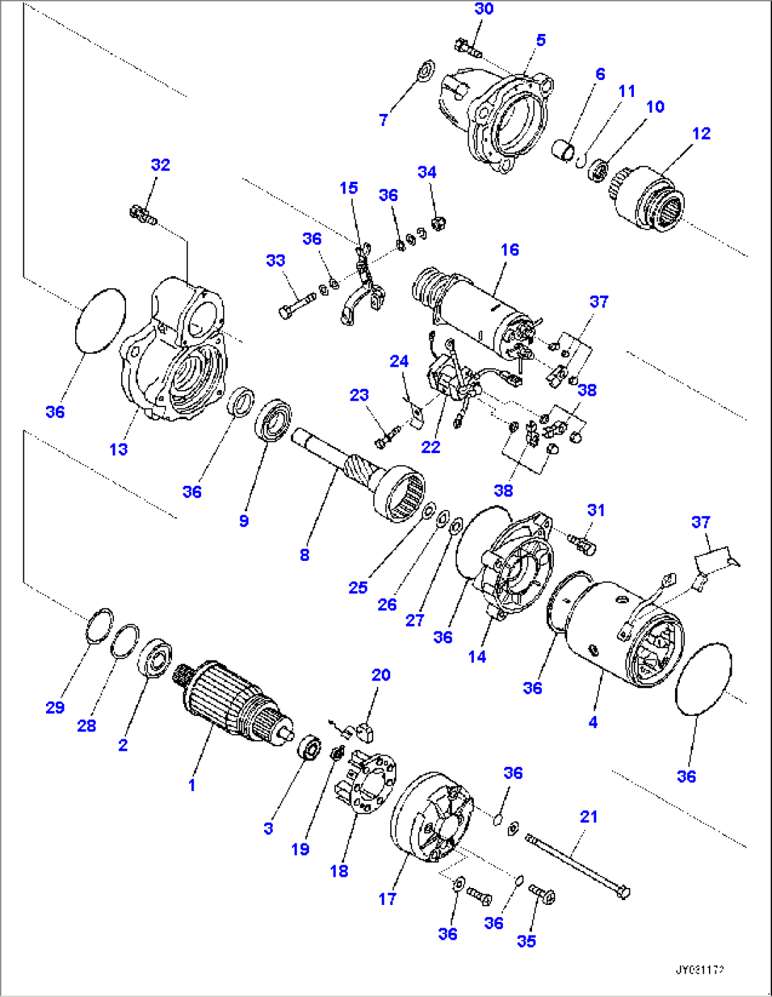 Starting Motor, Inner Parts (#634075-)