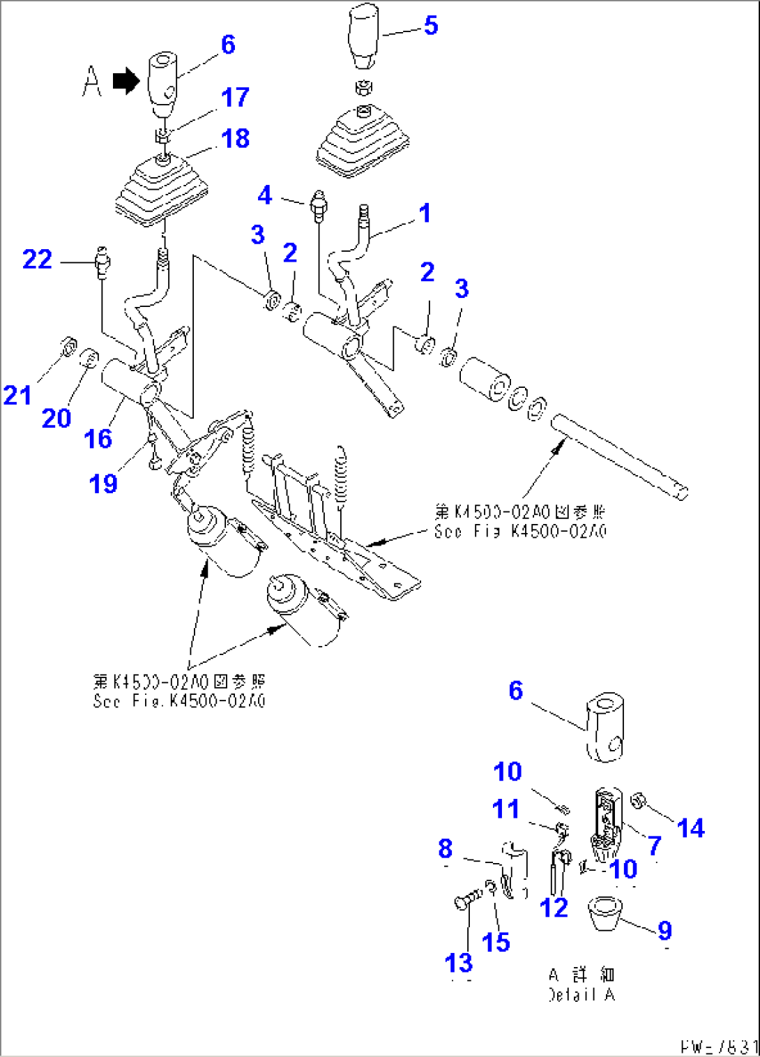 LOADER CONTROL (WORK EQUIPMENT CONTROL LEVER¤ 1/2) (WITH JOY STICK STEERING)