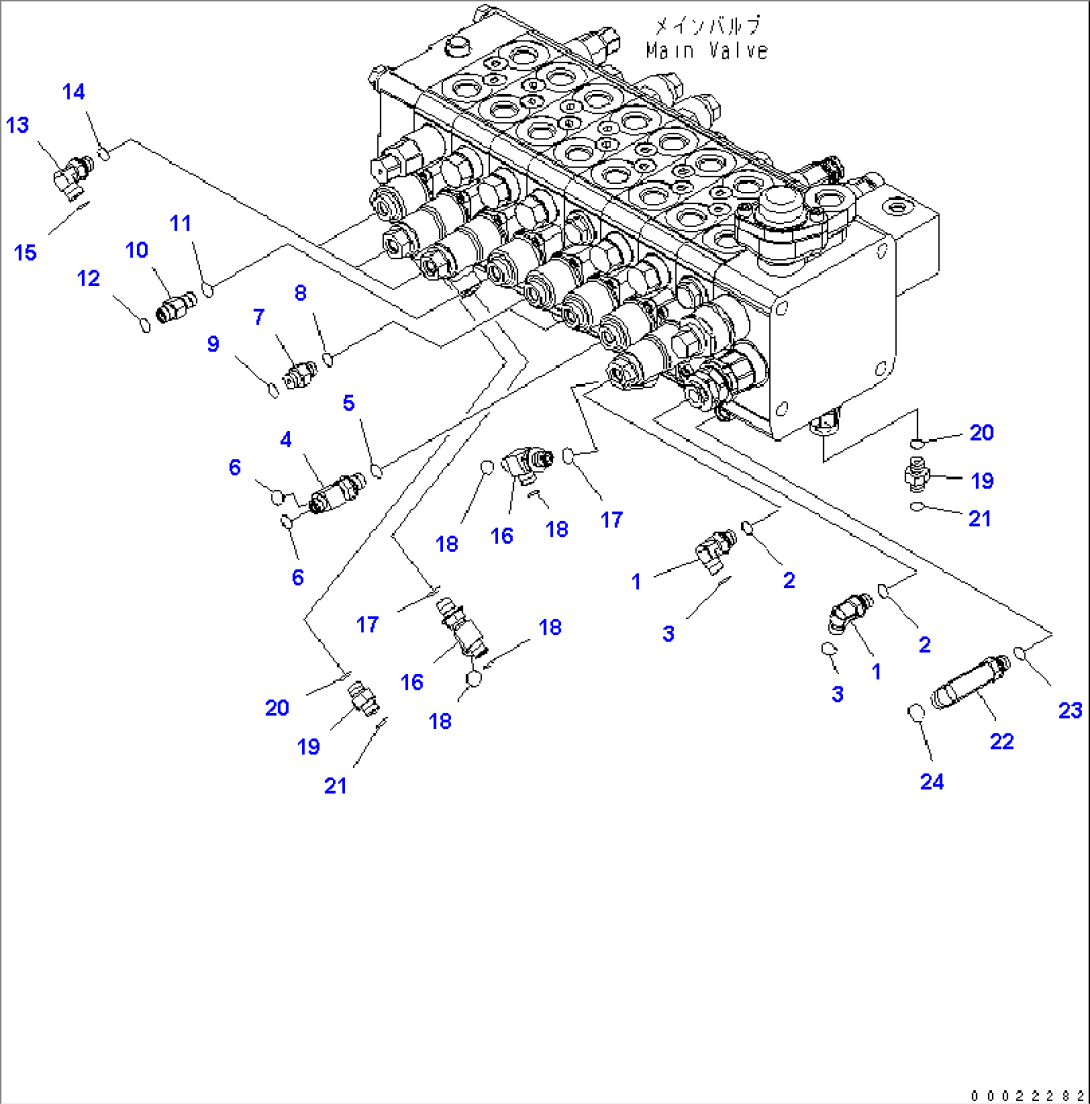 MAIN VALVE (8-SPOOL/TWO-PIECE BOOM) - CONNECTING PARTS (3/4)