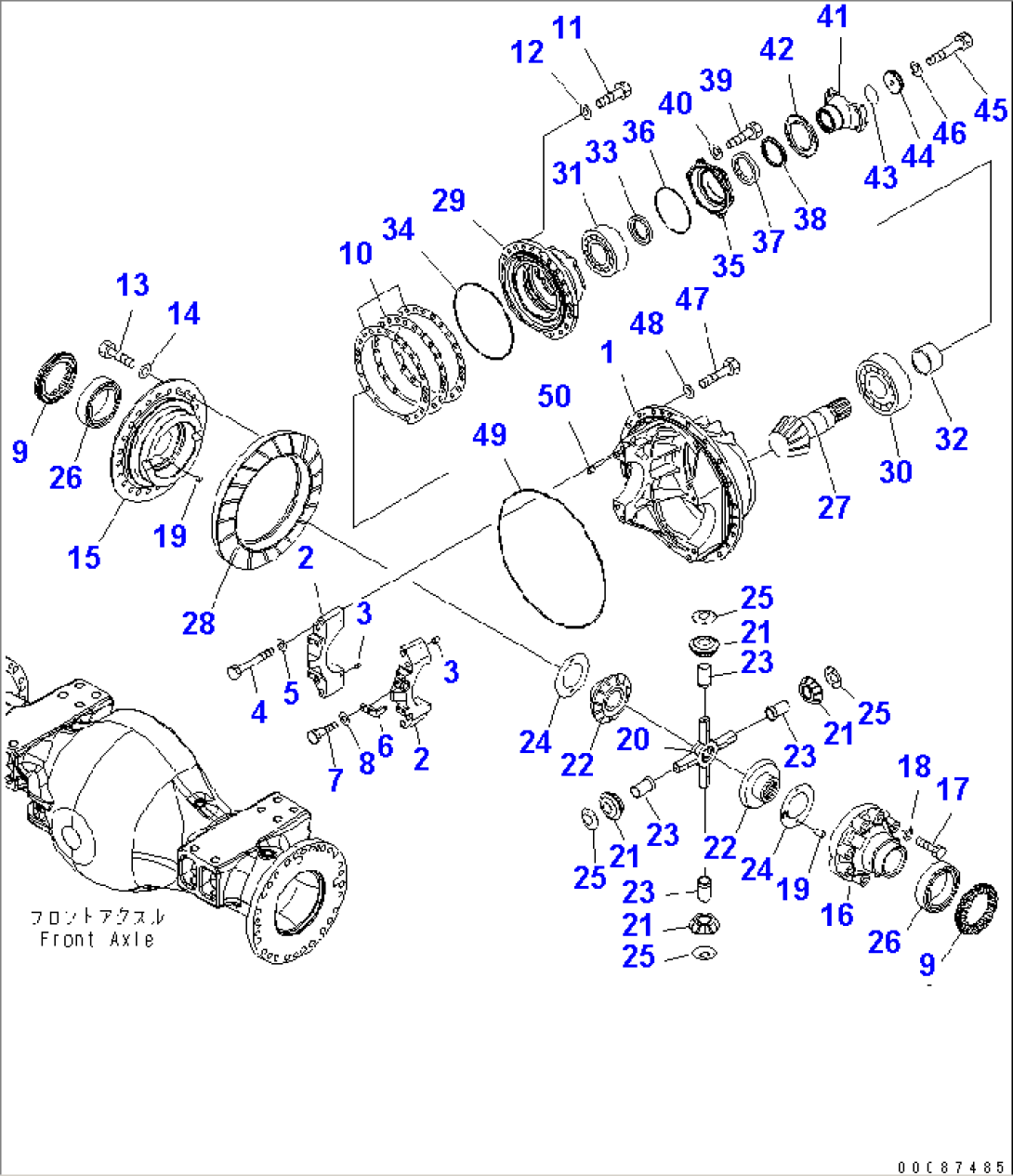 FRONT AXLE (DIFFERENTIAL AND MOUNTING PARTS)(#55001-)