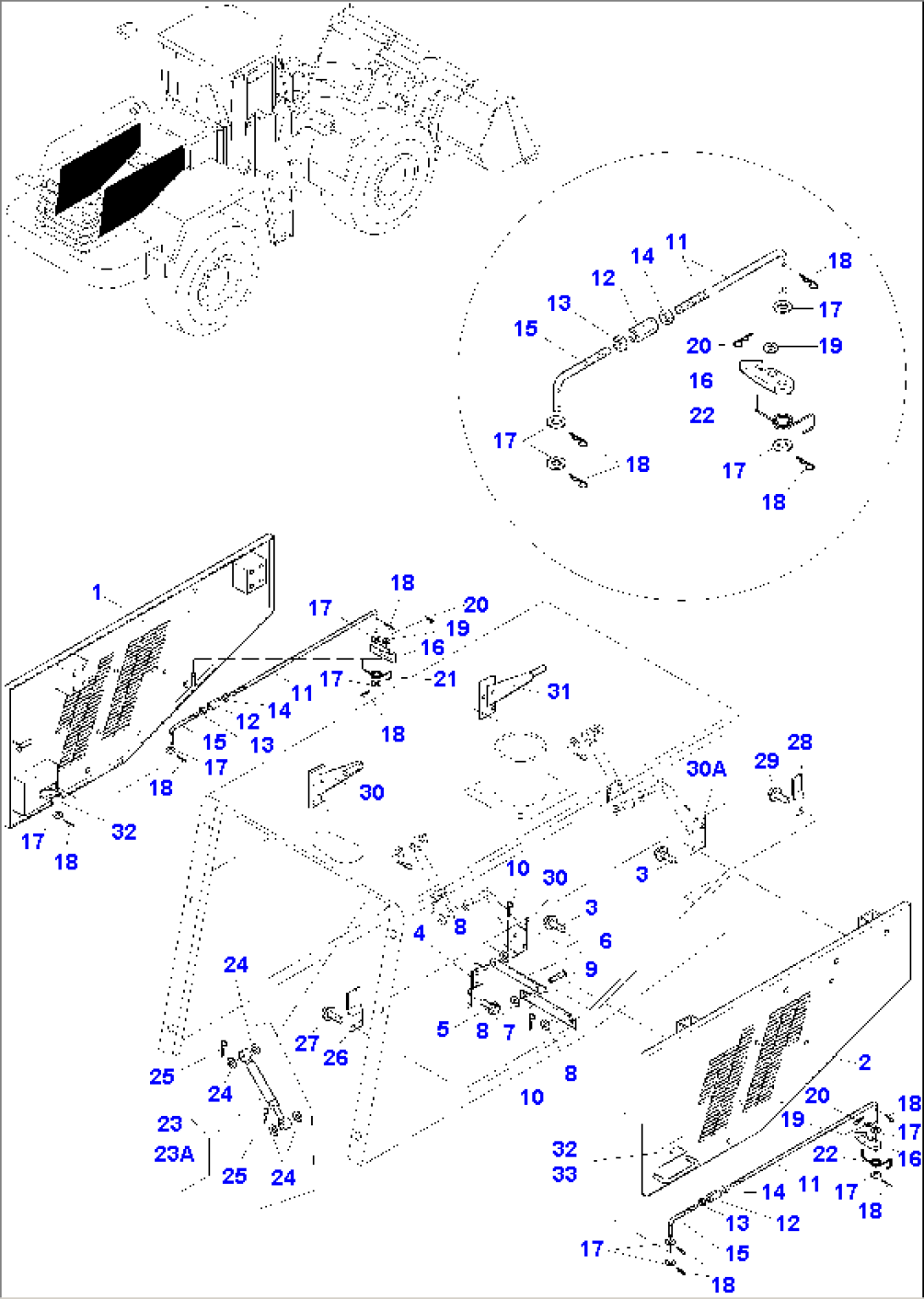 BONNET, ATTACHING PARTS