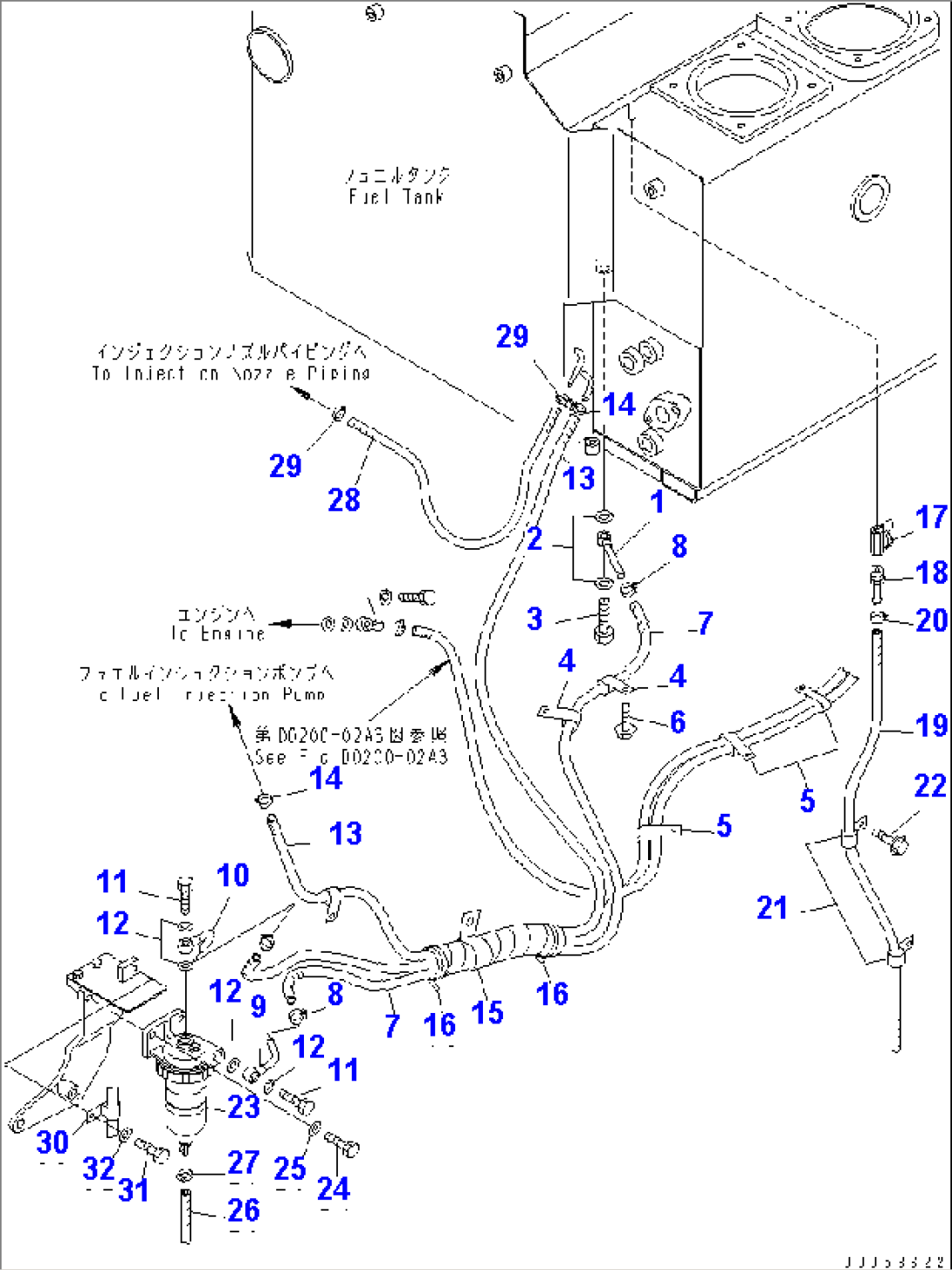 FUEL PIPING (1/2) (WITH WATER SEPARATOR AND ADDITIONAL FILTER) (TIRE INFLATION SYSTEM)(#11001-)