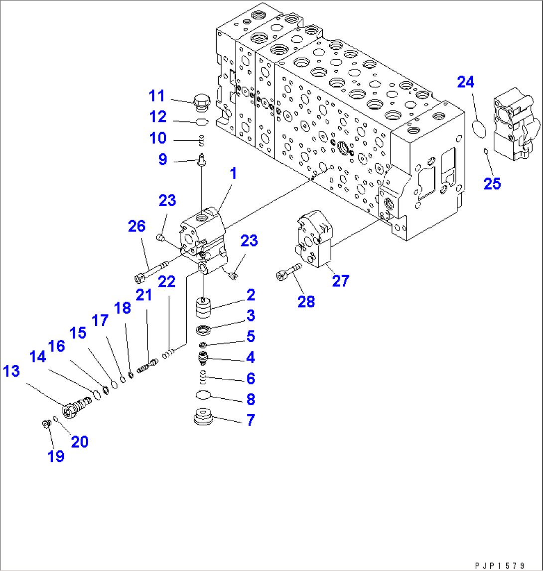MAIN VALVE (8-SPOOL) (16/21) (FOR 1-PIECE BOOM)